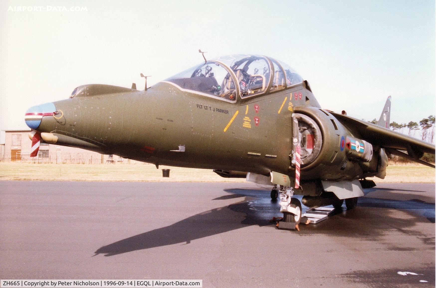 ZH665, 1995 British Aerospace Harrier T.10 C/N TX013, Harrier T.10 of 20[Reserve] Squadron based at RAF Wittering on display at the 1996 RAF Leuchars Airshow.