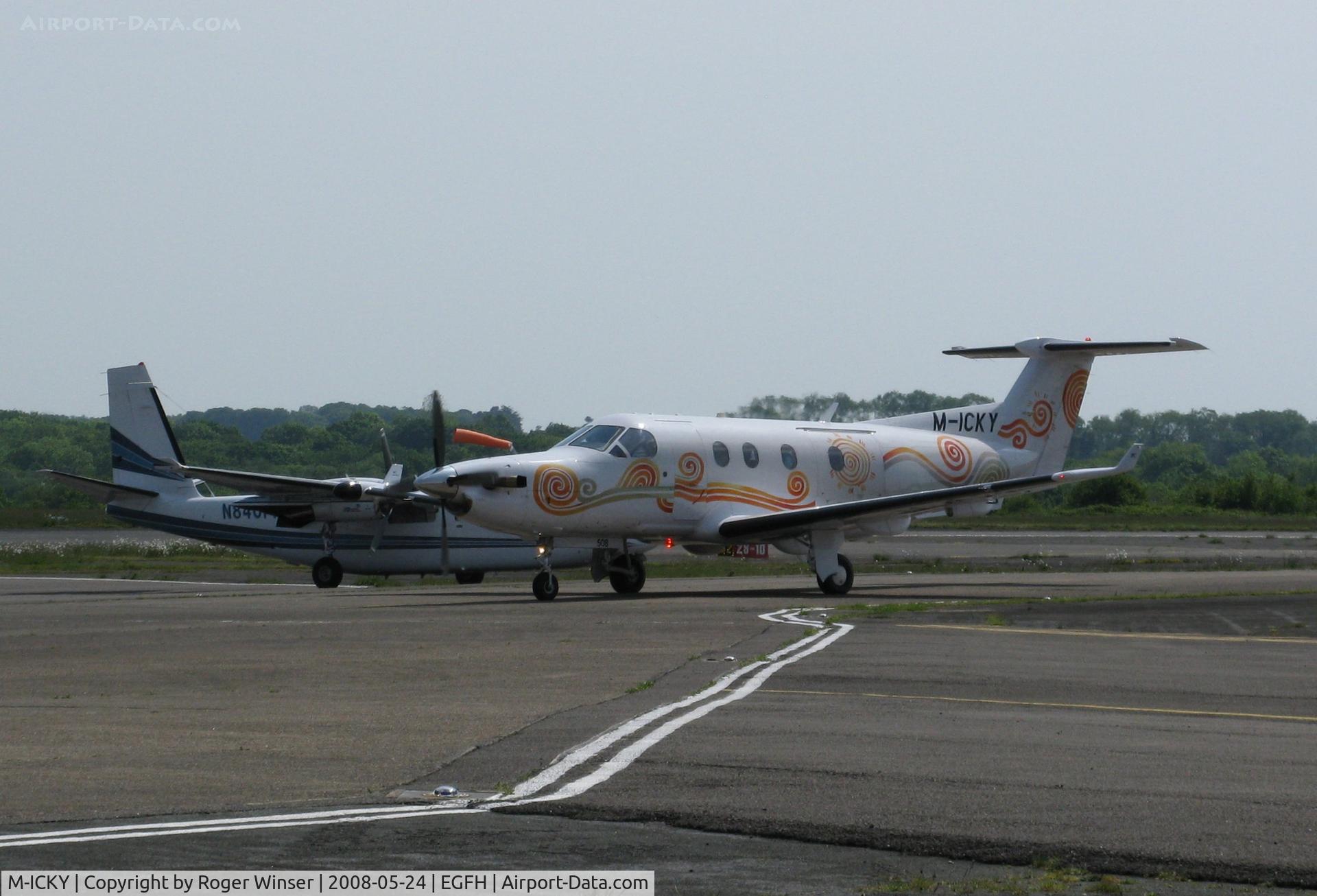 M-ICKY, 2003 Pilatus PC-12/45 C/N 508, Arriving at Swansea Airport