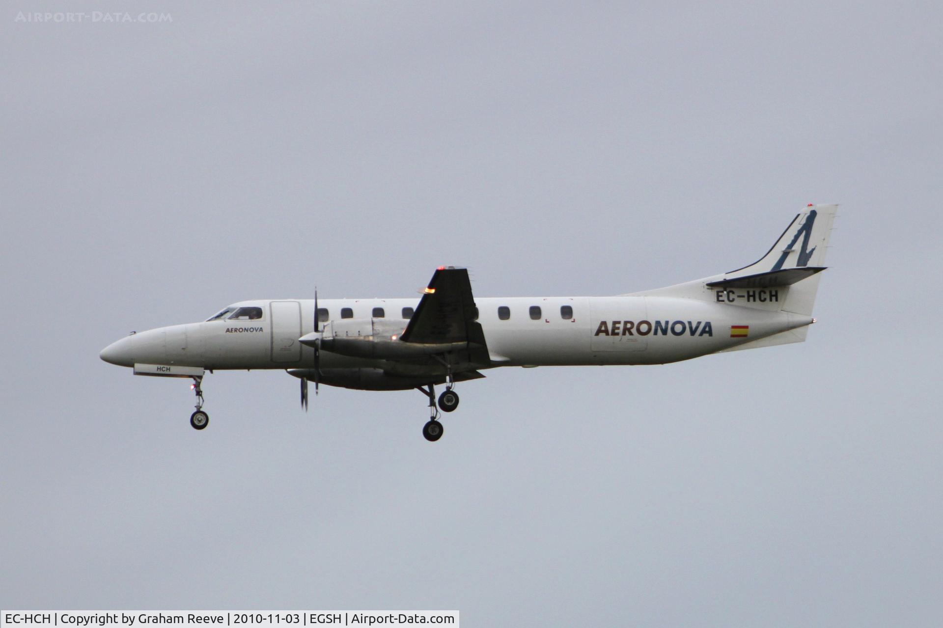 EC-HCH, 1986 Swearingen SA-226T Metro III C/N AC-658B, Landing at Norwich.