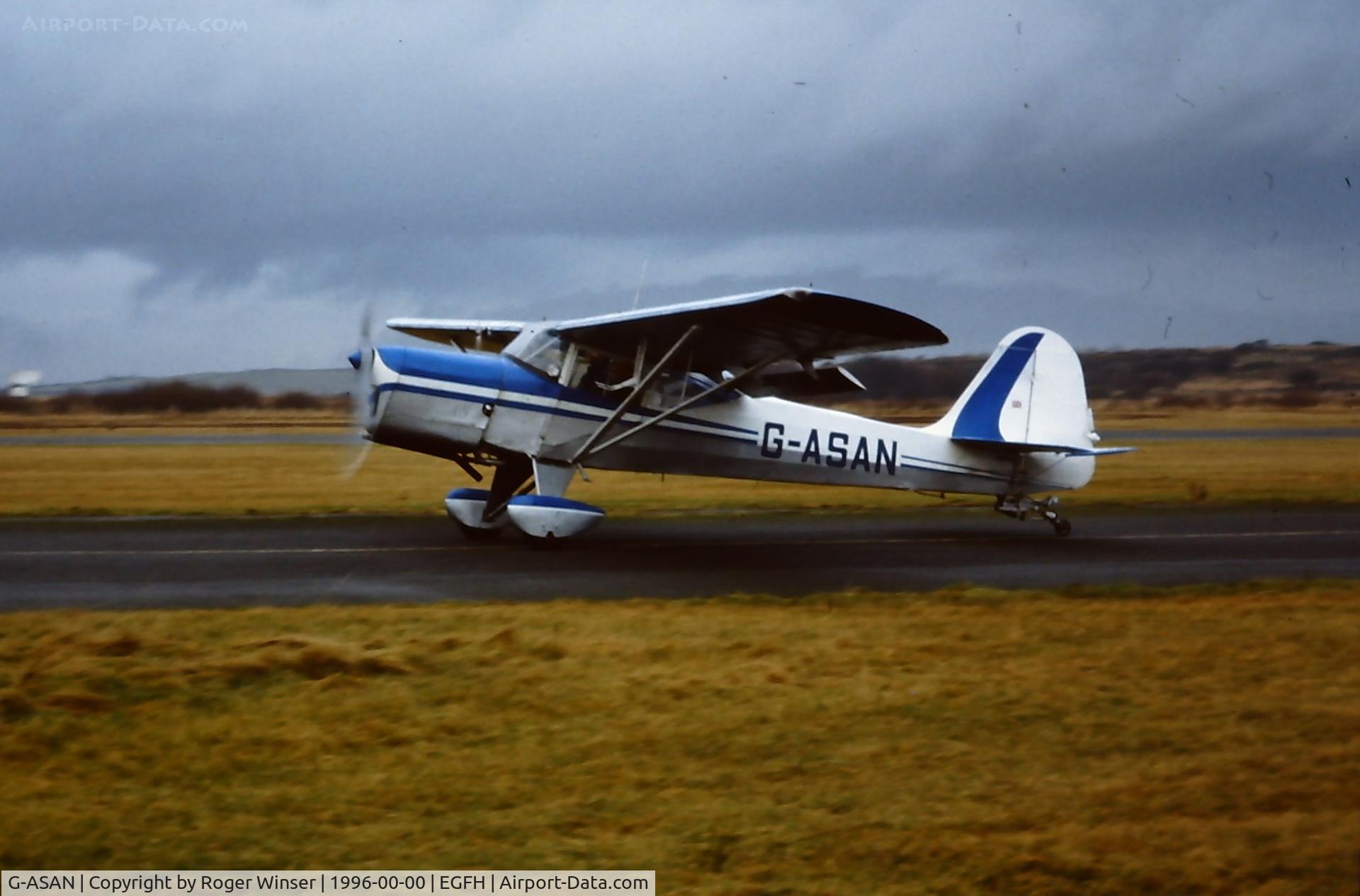 G-ASAN, 1962 Beagle A-61 Terrier 2 C/N B.608, Beagle Terrier formerly VX928. Visiting Swansea Airport in summer 1996? Date is a guess.