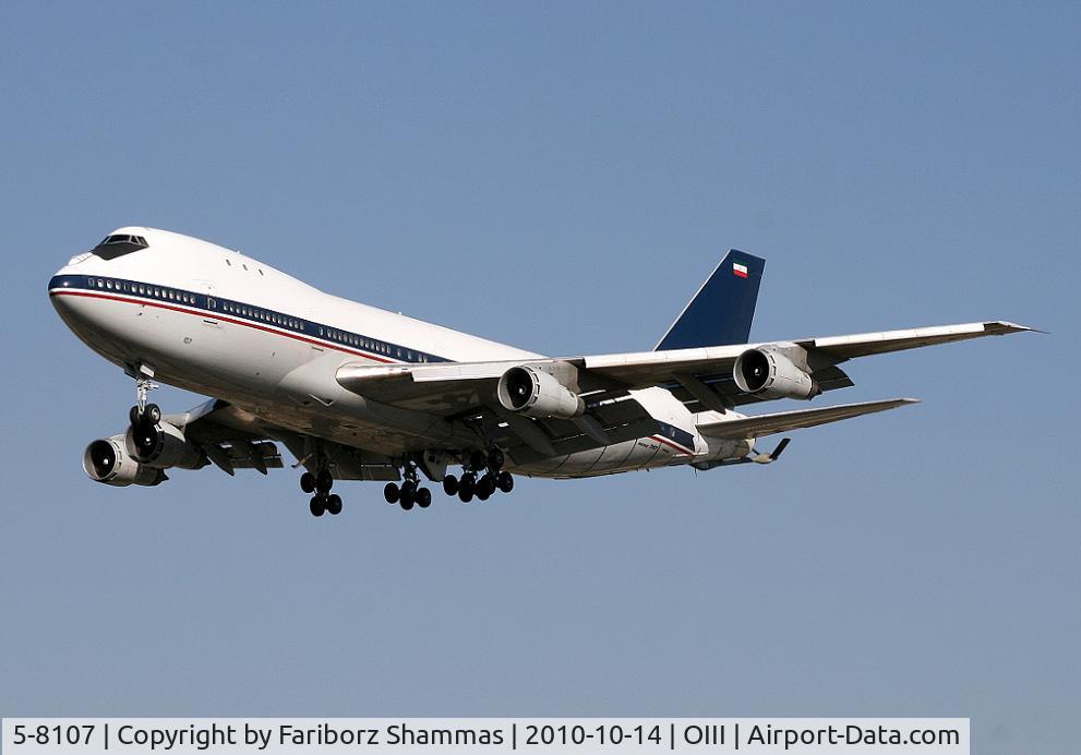 5-8107, 1971 Boeing 747-131 C/N 20082, Iranian Air Force 747-131(SF) Tanker on short final.