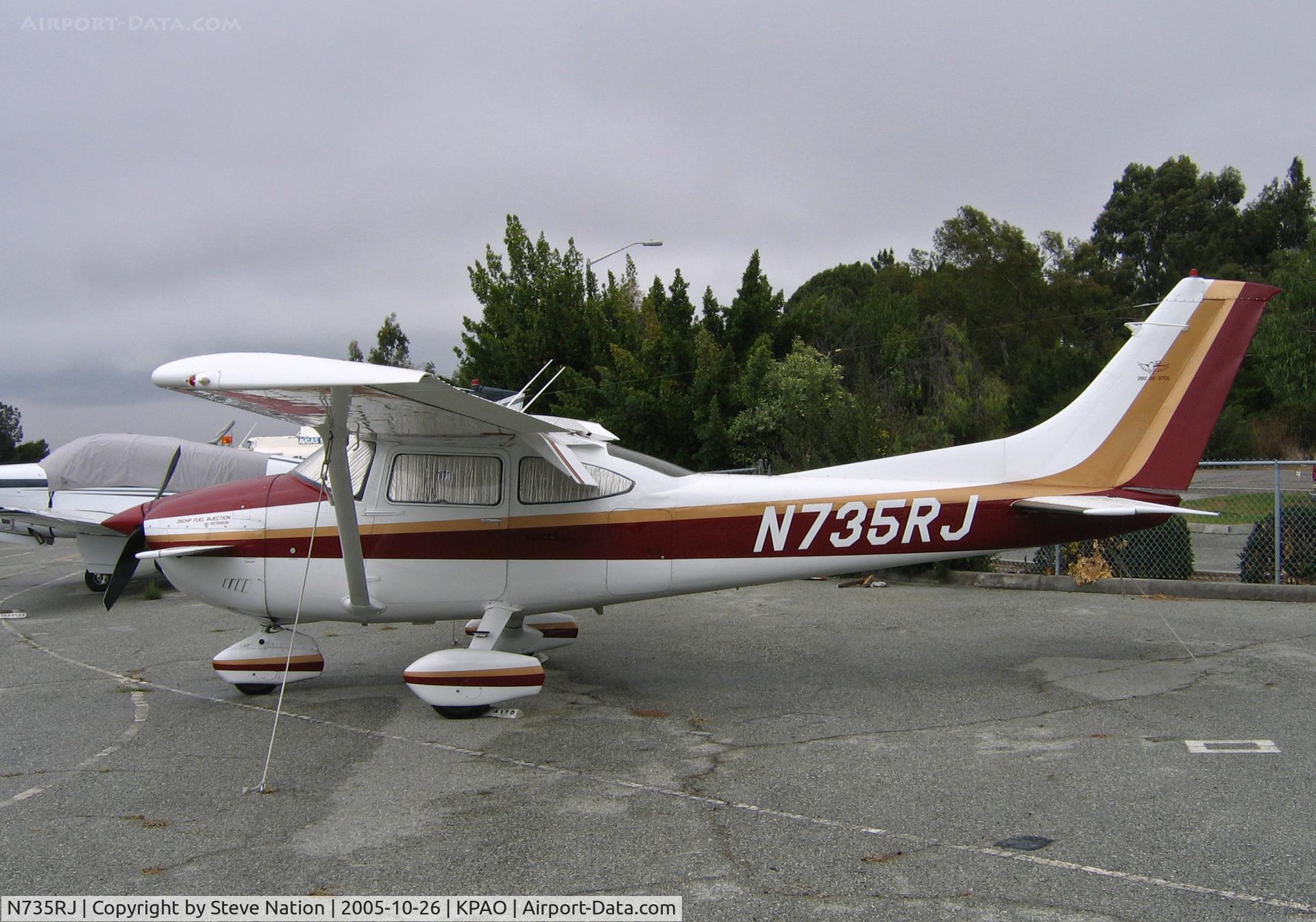 N735RJ, 1977 Cessna 182Q Skylane C/N 18265622, 1977 Cessna 182Q with nose canard mods @ Palo Alto, CA