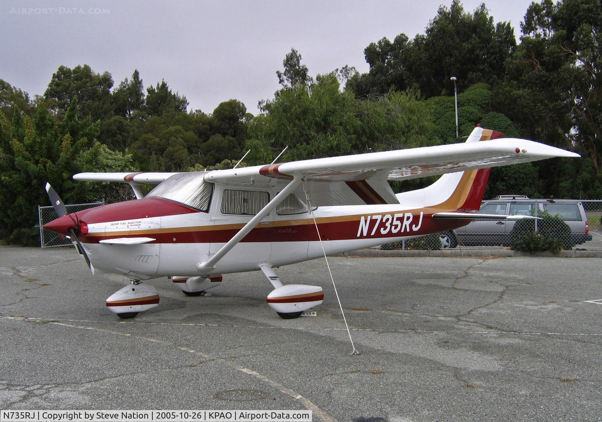 N735RJ, 1977 Cessna 182Q Skylane C/N 18265622, 1977 Cessna 182Q with nose canard mods @ Palo Alto, CA