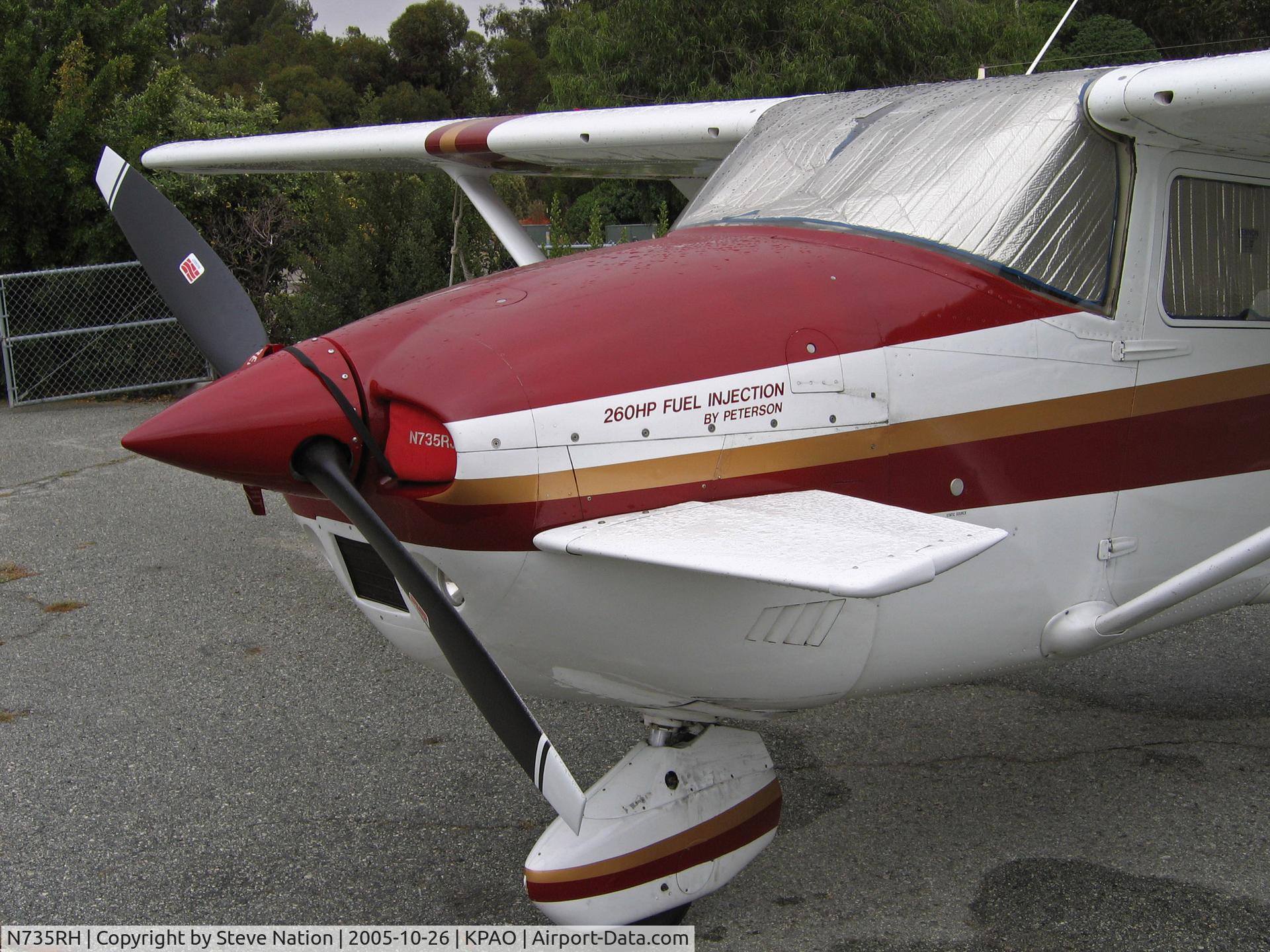 N735RH, Cessna 182Q Skylane C/N 18265621, CLOSE-UP nose mods to 1977 Cessna 182Q with nose canard @ Palo Alto, CA