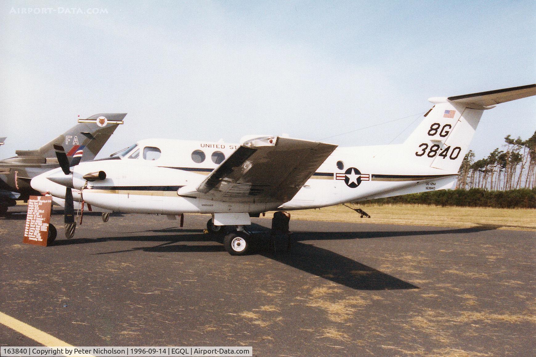 163840, 1987 Beech UC-12M Huron C/N BV-5, UC-12 Huron of the US Naval Air Facility at RAF Mildenhall on display at the 1996 RAF Leuchars Airshow.