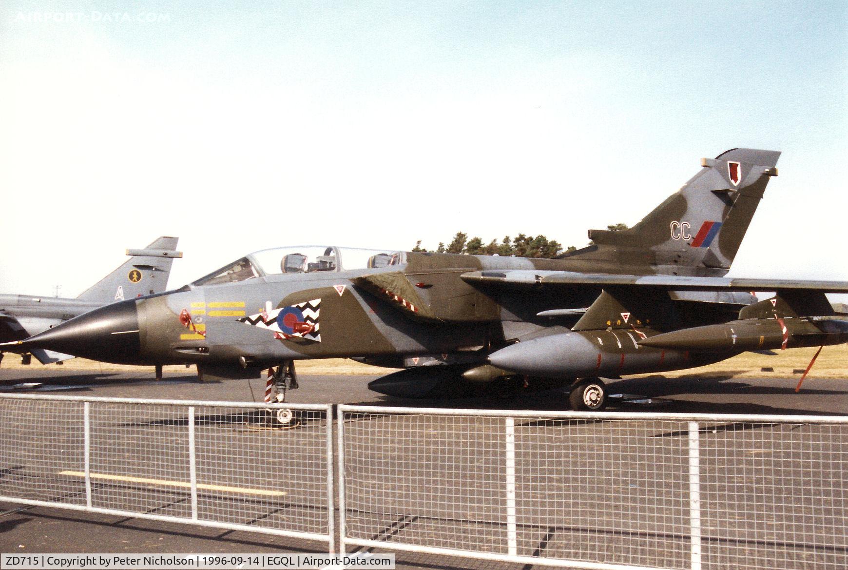ZD715, 1984 Panavia Tornado GR.1 C/N 339/BS116/3156, Tornado GR.1, callsign Rafair 525, of 17 Squadron at RAF Bruggen on display at the 1996 RAF Leuchars Airshow.