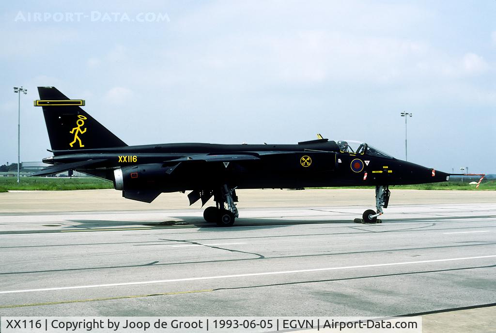 XX116, 1973 Sepecat Jaguar GR.1A C/N S.9, 16(R) Sq 1993 display colors seen at the 1993 Brize photo call.