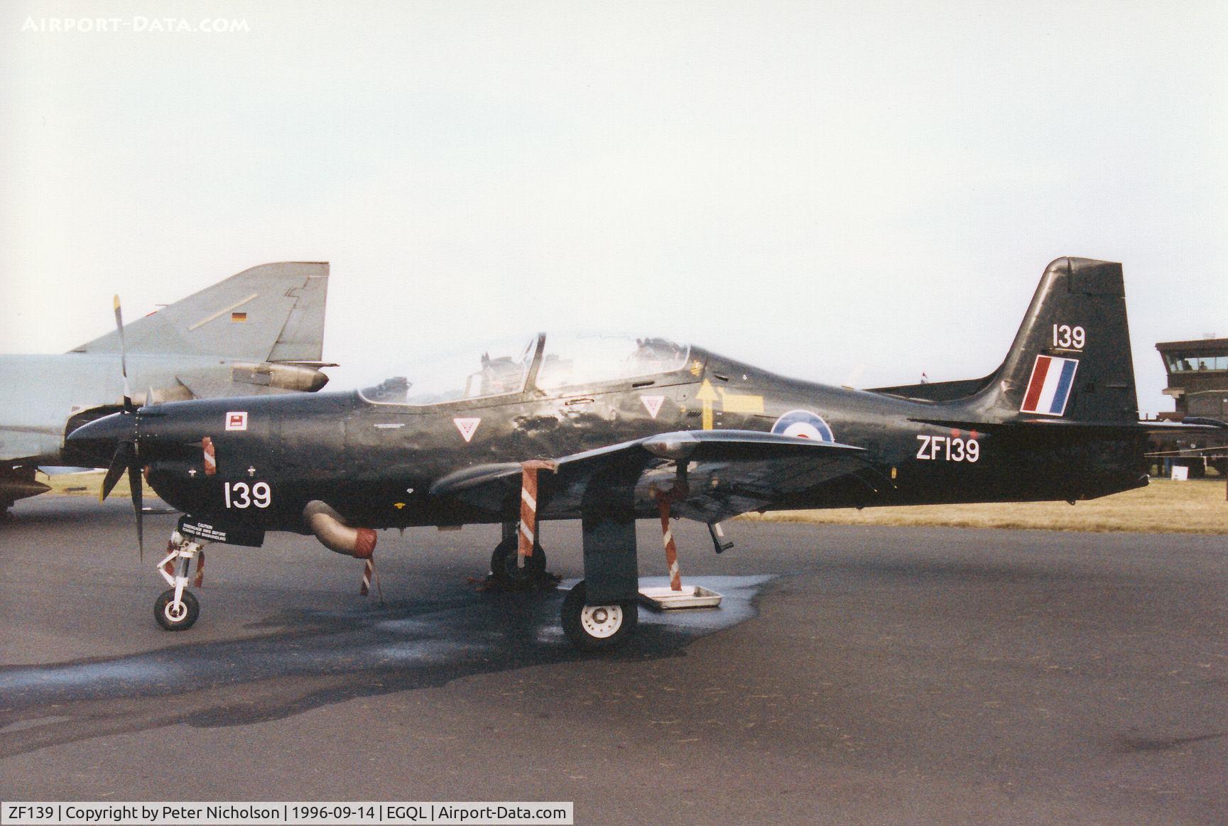 ZF139, 1988 Short S-312 Tucano T1 C/N S005/T5, Tucano T.1 of 1 Flying Training School based at RAF Linton-on-Ouse on display at the 1996 RAF Leuchars Airshow.