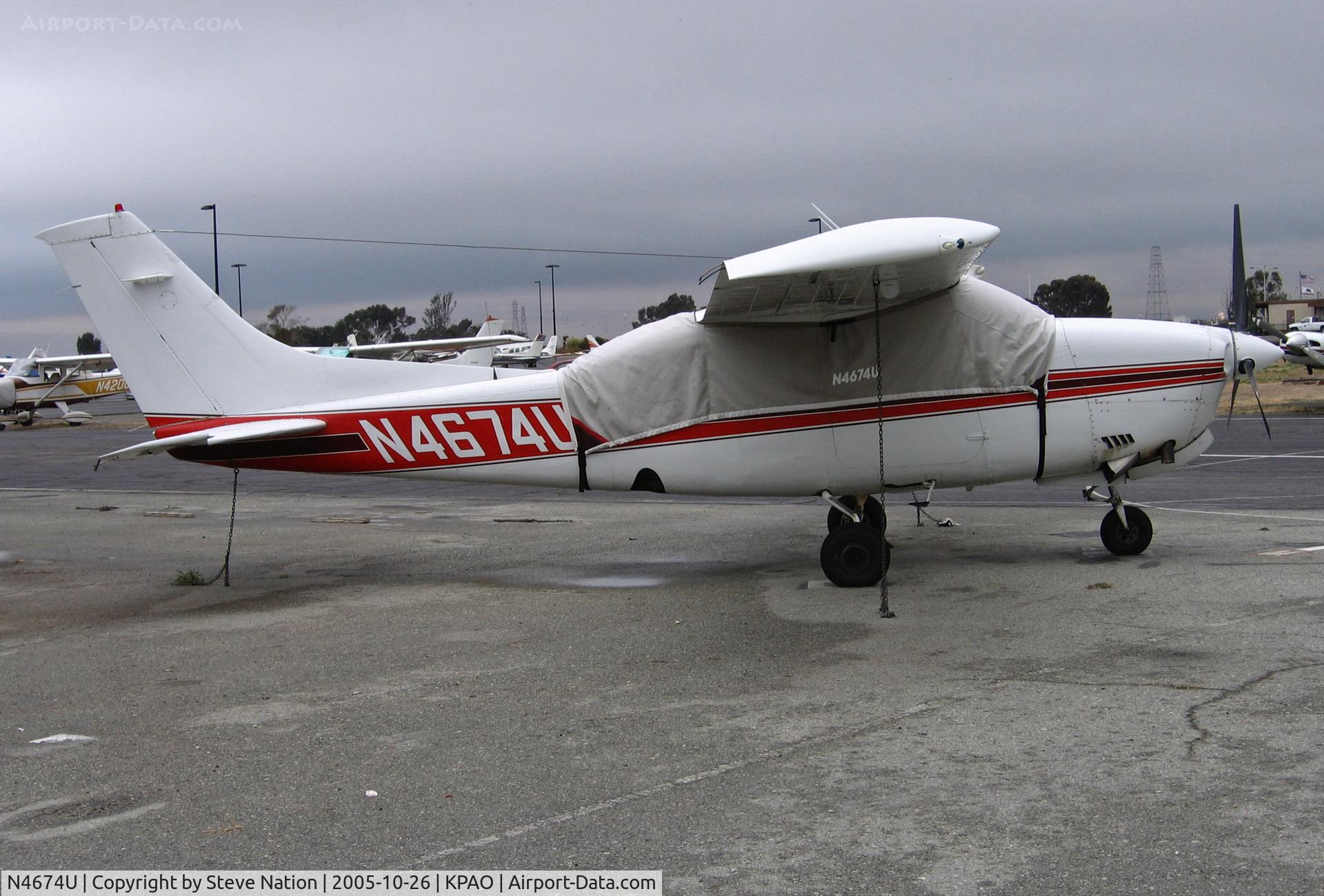 N4674U, 1983 Cessna T210N Turbo Centurion C/N 21064802, 1983 Cessna T210N in old colors with cockpit cover @ Palo Alto, CA