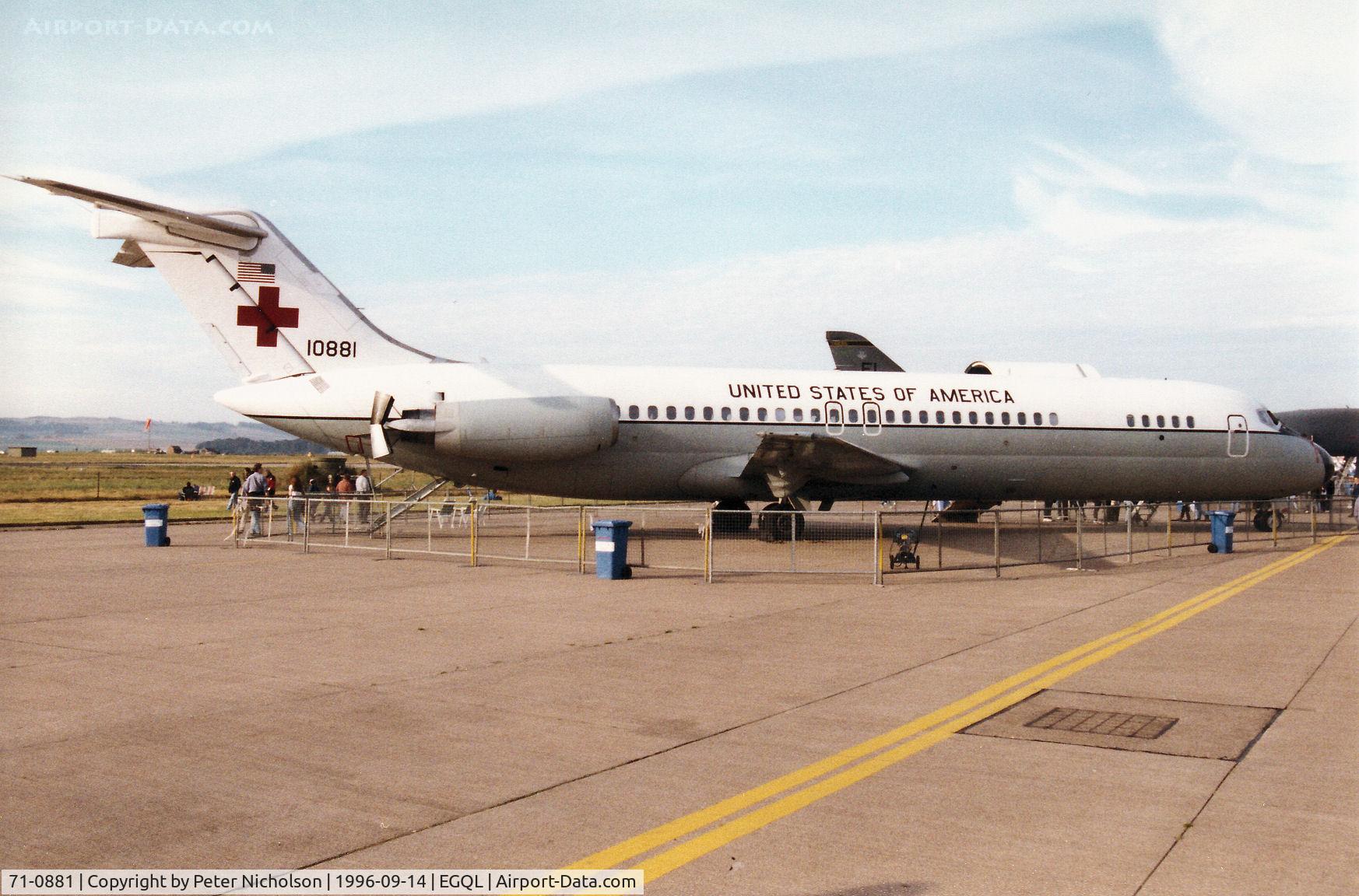 71-0881, 1971 McDonnell Douglas C-9A Nightingale C/N 47540, C -9A Nightingale, callsign Tune 69, of 75th Aeromedical Airlift Squadron/86th Airlift Wing on display at the 1996 RAF Leuchars Airshow.