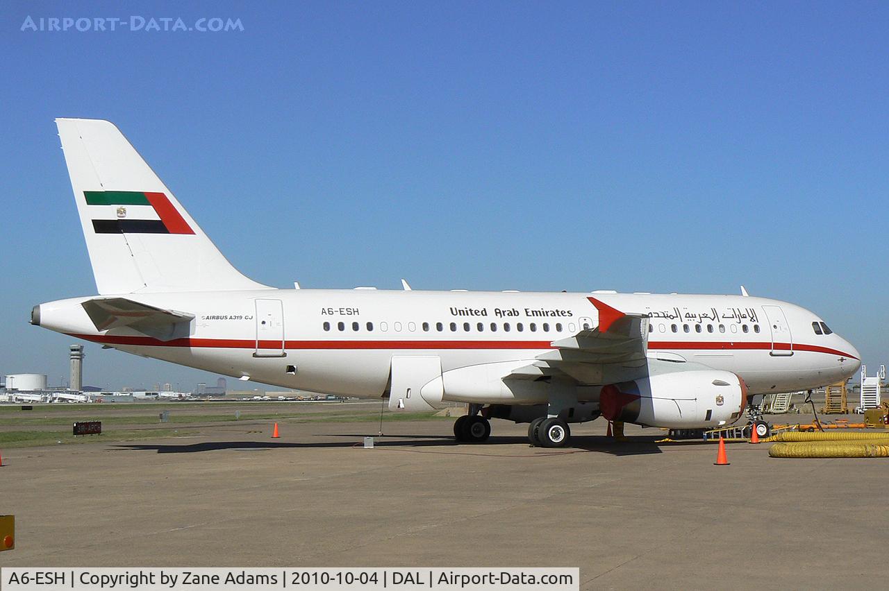 A6-ESH, 2000 Airbus VC-1A (A319-133/CJ) C/N 0910, UAE Government Airbus At Dallas Love Field