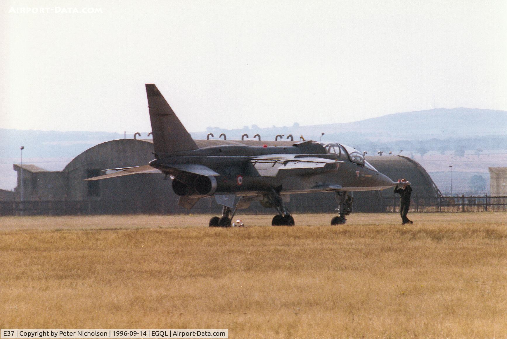 E37, Sepecat Jaguar E C/N E37, French Air Force Jaguar E preparing to join the active runway at the 1996 RAF Leuchars Airshow.