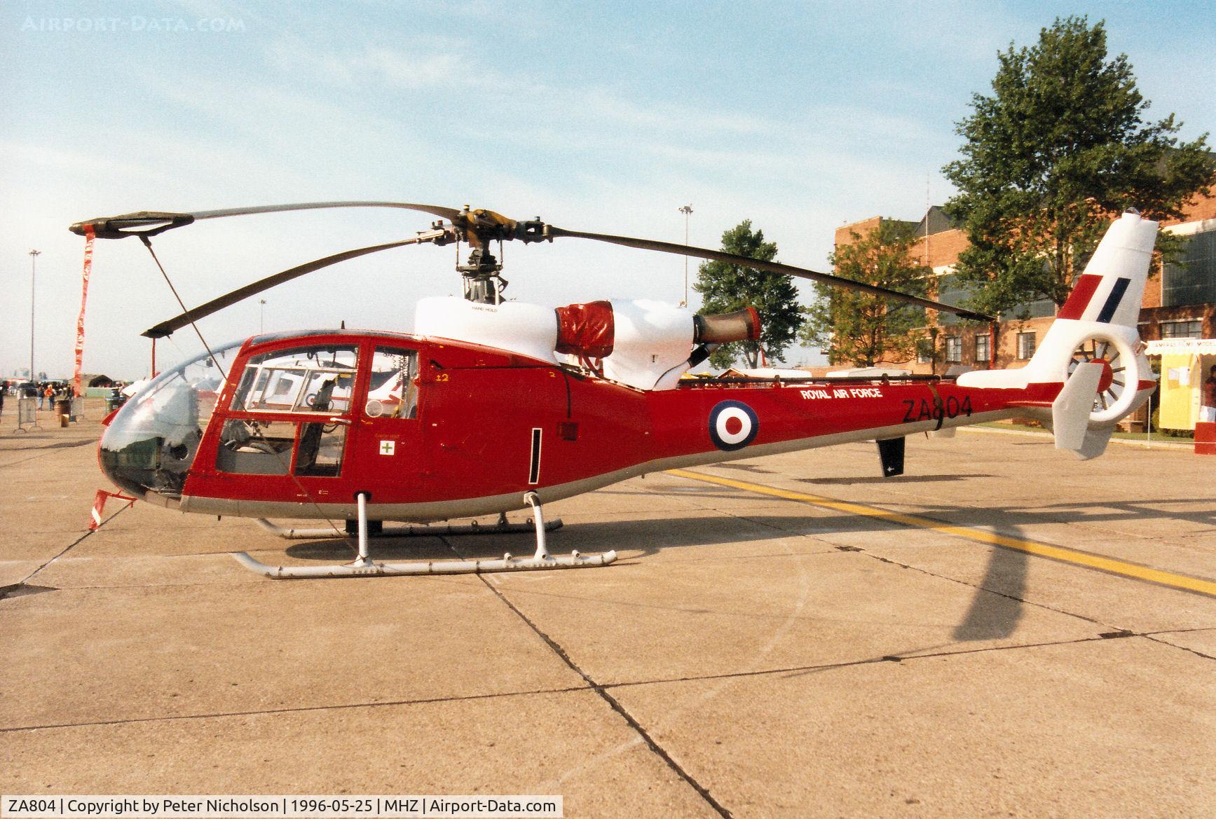 ZA804, 1979 Westland SA-341D Gazelle HT3 C/N WA1794, Gazelle HT.3 of 2 Flying Training School at RAF Shawbury on display at the 1996 RAF Mildenhall Air Fete.