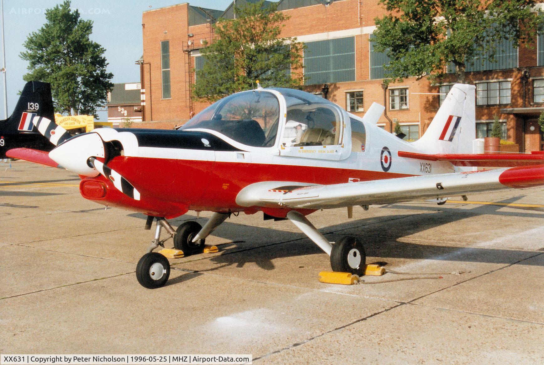 XX631, 1974 Scottish Aviation Bulldog T.1 C/N BH120/296, Bulldog T.1 of the Northumbrian University Air Squadron on display at the 1996 RAF Mildenhall Air Fete.