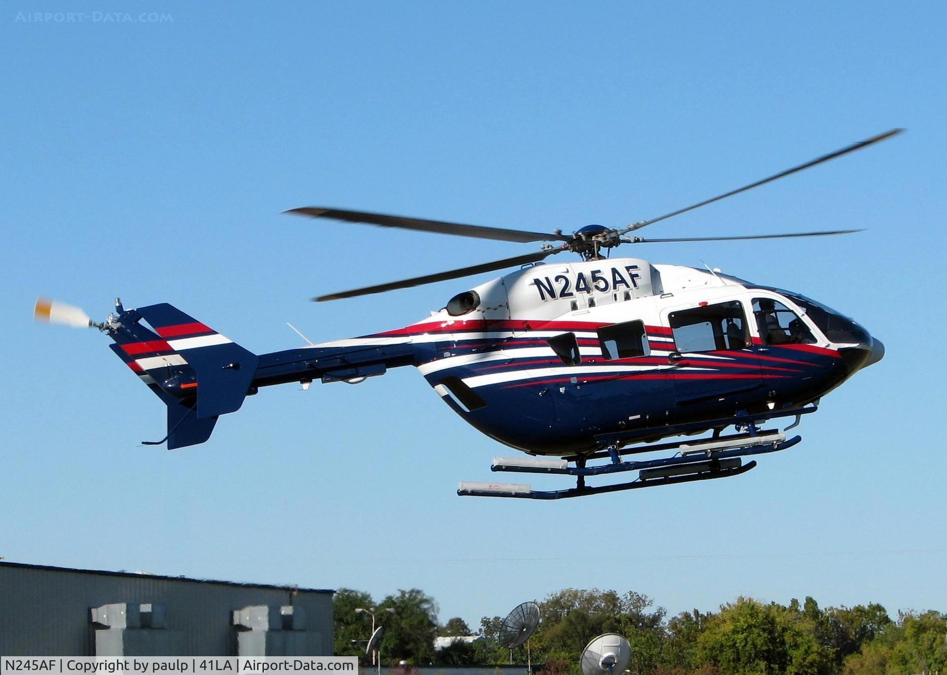 N245AF, Eurocopter-Kawasaki EC-145 (BK-117C-2) C/N 9322, Taking off from Metro Aviation/Downtown Shreveport.