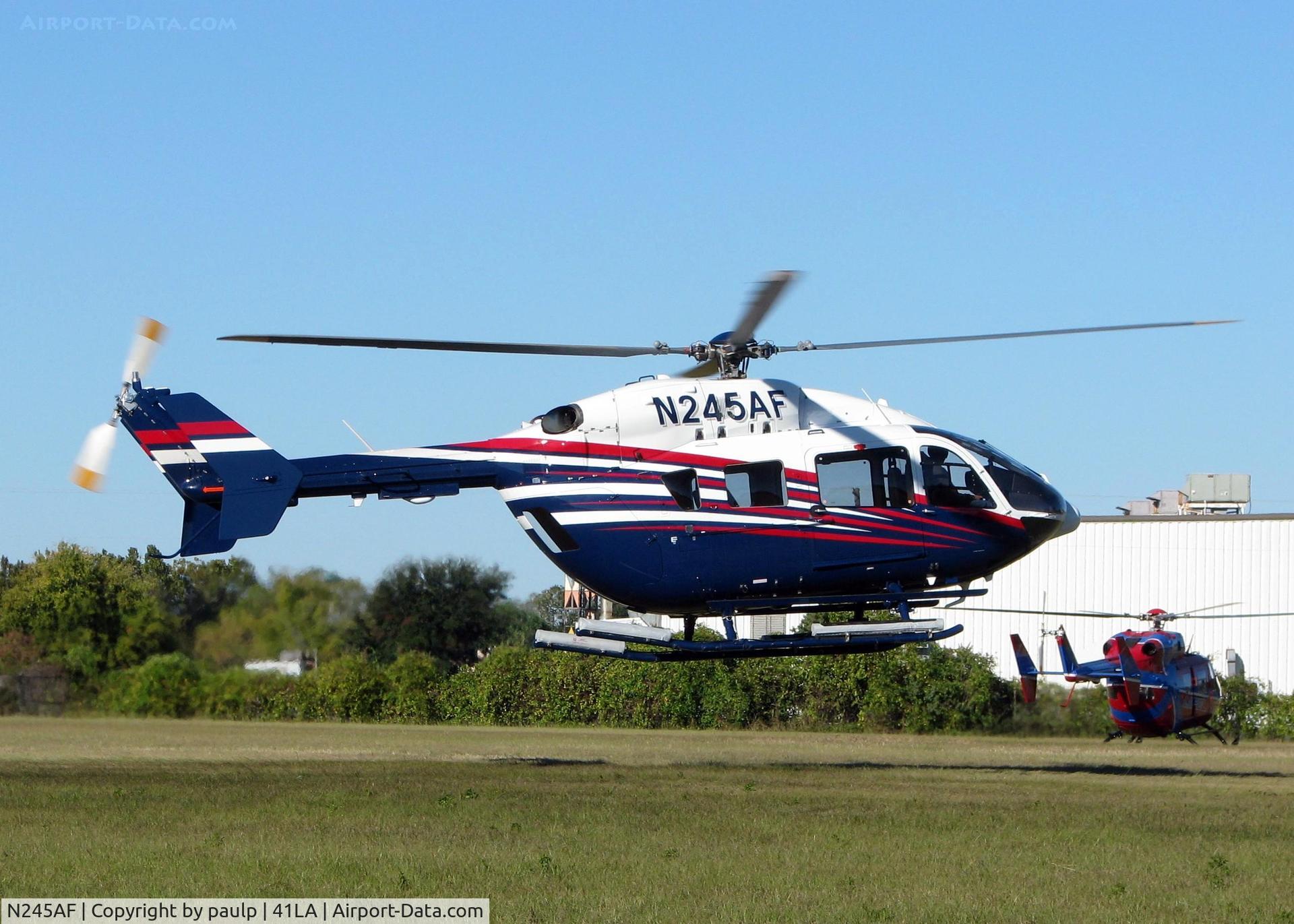 N245AF, Eurocopter-Kawasaki EC-145 (BK-117C-2) C/N 9322, Taking off from Metro Aviation/Downtown Shreveport.