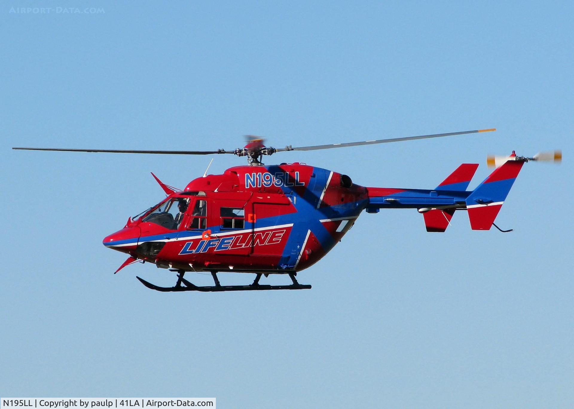 N195LL, 1993 Eurocopter-Kawasaki BK-117C-1 C/N 7505, Taking off from Metro Aviation/Downtown Shreveport.