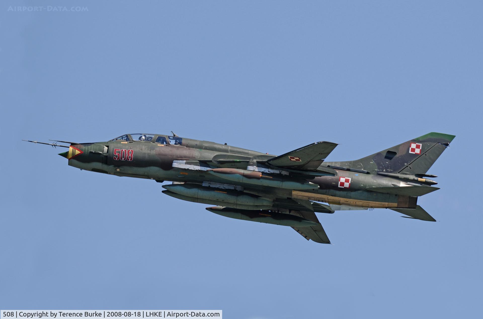 508, Sukhoi Su-22UM-3K C/N 17532368508, Departing Kecskemet Airshow, August 2008