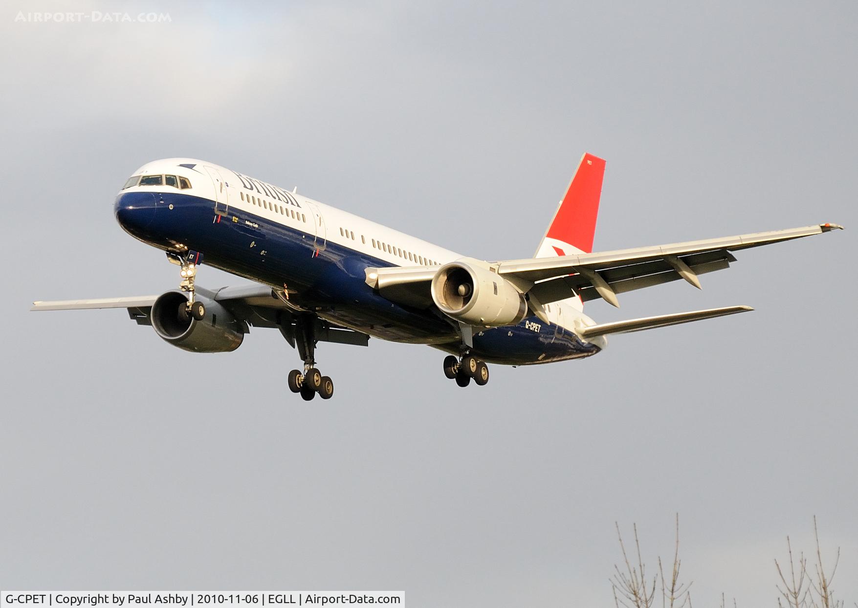 G-CPET, 1998 Boeing 757-236 C/N 29115, G-CPET Boeing 757 approaching London Heathrow for its final time as part of the BA fleet
