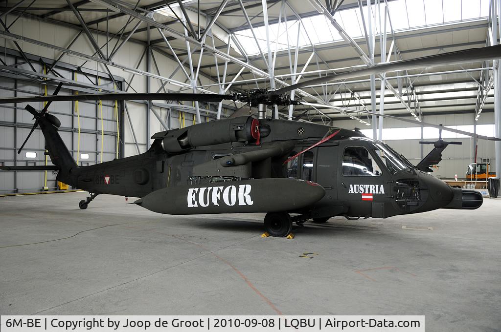 6M-BE, 2002 Sikorsky S-70A-42 Black Hawk C/N 70-2749, This Blackhawk is part of the EUFOR contingent at Camp Butmir. This one is being used for troop transports.