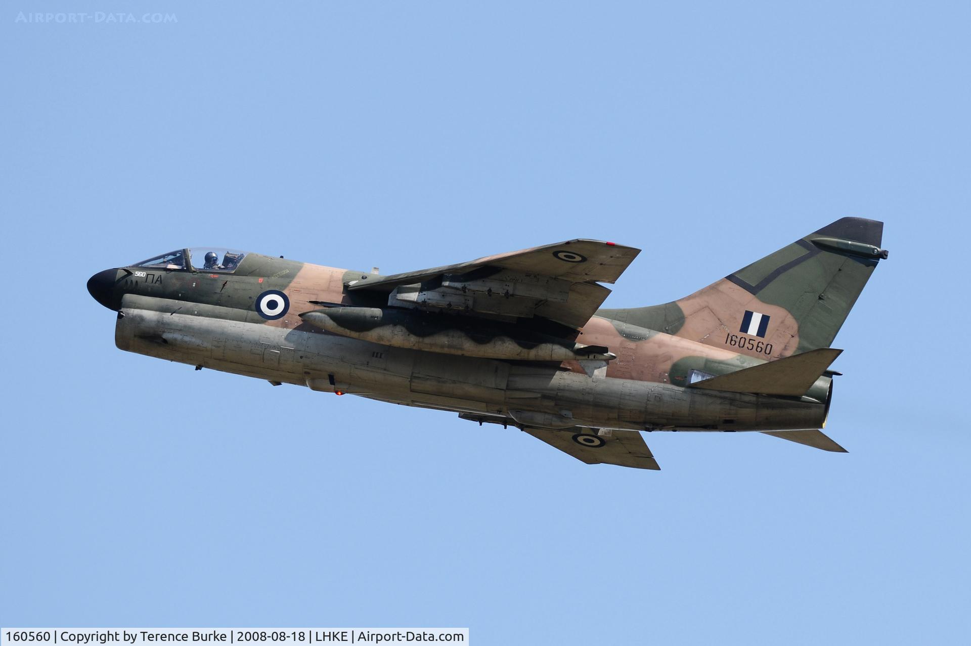 160560, LTV A-7E Corsair II C/N E-530, Departing Kecskemet Airshow Hungary, August 2008