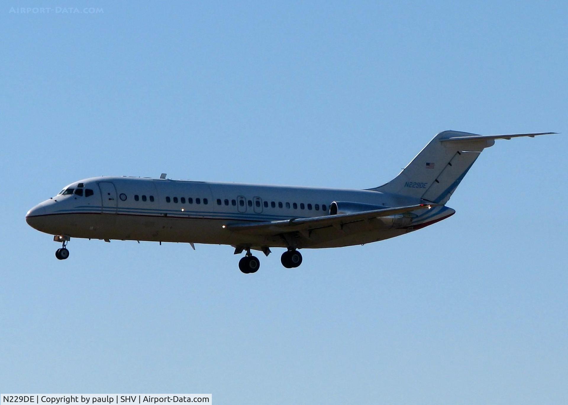 N229DE, 1967 Douglas DC-9-15F C/N 45826, United States Department Of Energy DC-9 landing at Shreveport Regional.