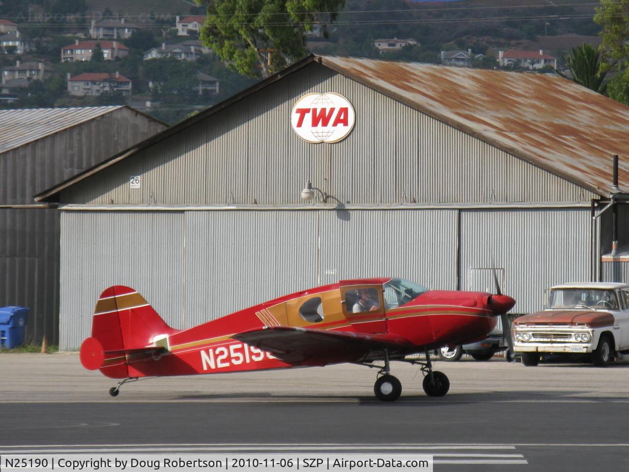 N25190, 1940 Bellanca 14-9 C/N 1011, 1940 Bellanca 14-9 CRUISAIR JUNIOR, Lycoming O&VO-360 180 Hp conversion from original Ken Royce LeBlond 90 Hp radial, holding short Rwy 22