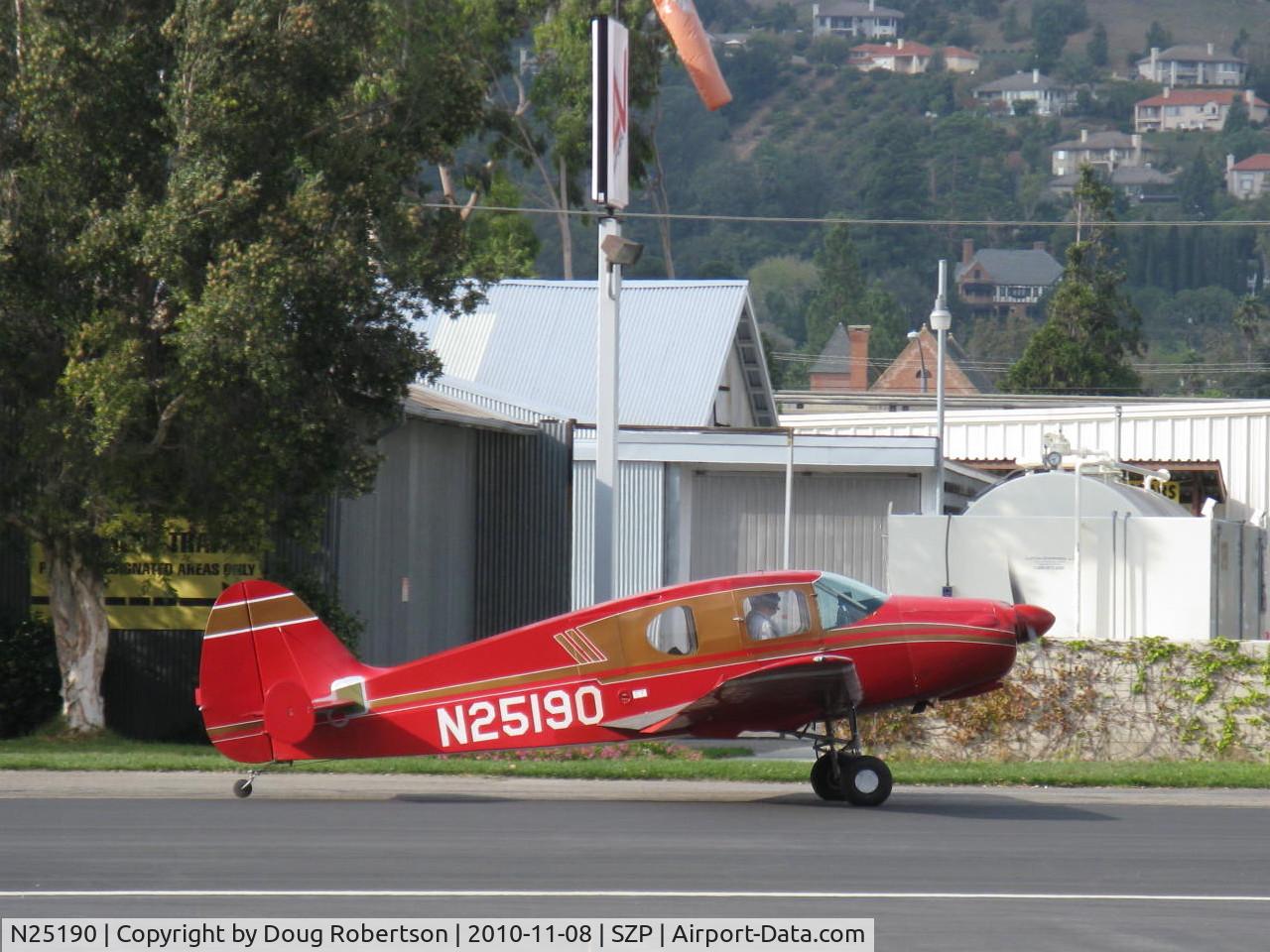 N25190, 1940 Bellanca 14-9 C/N 1011, 1940 Bellanca 14-9 CRUISAIR JUNIOR, Lycoming O&VO-360 180 Hp conversion from original Ken Royce LeBlond 90 Hp radial, taxi back