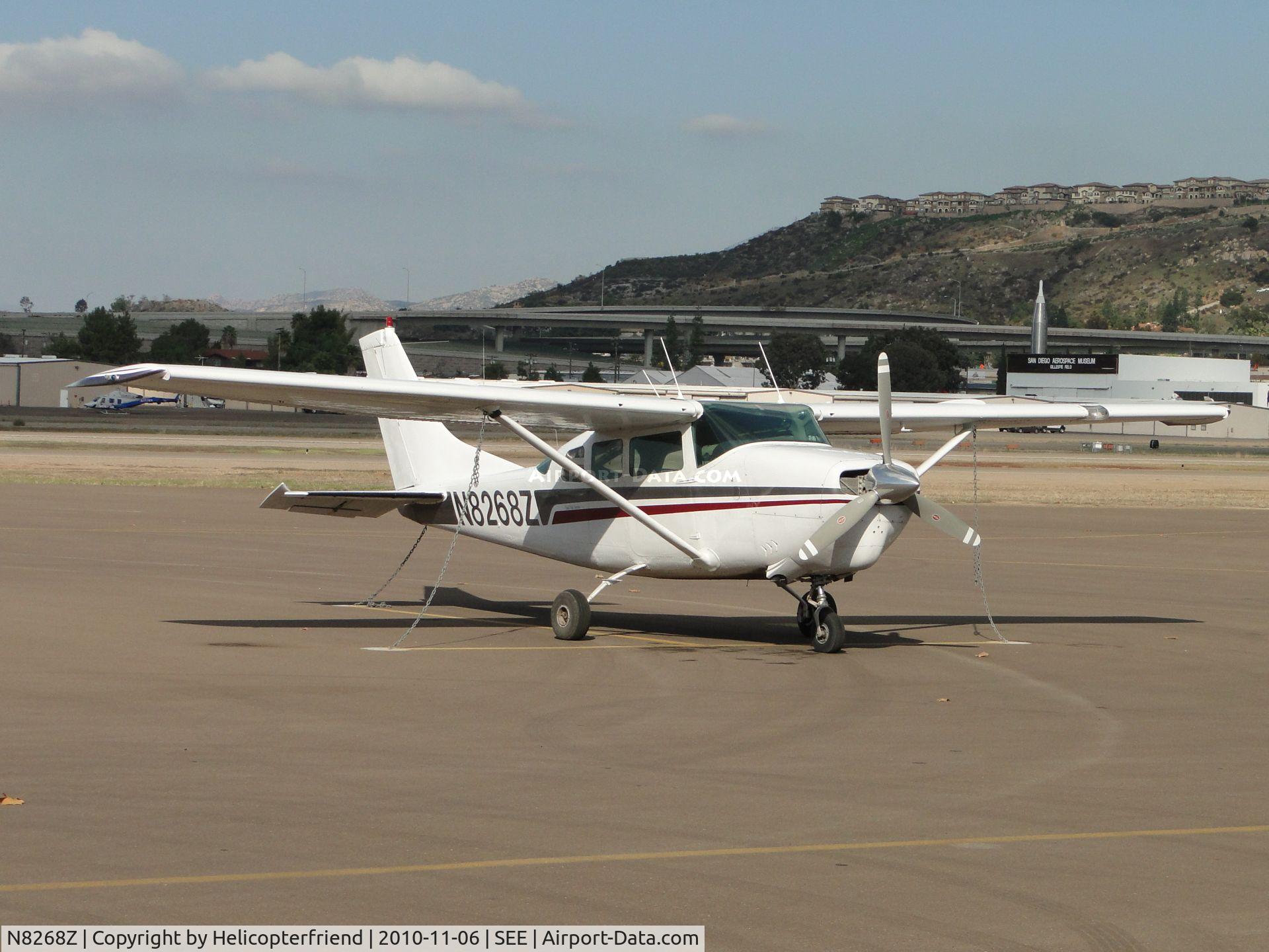 N8268Z, 1963 Cessna 210-5(205) C/N 205-0268, Tied down and parked