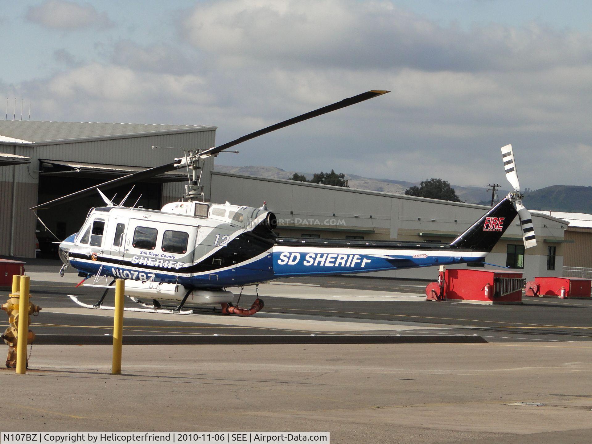 N107BZ, 1968 Bell 205A-1 C/N 30013, San Diego Sheriff fire assisting helicopter