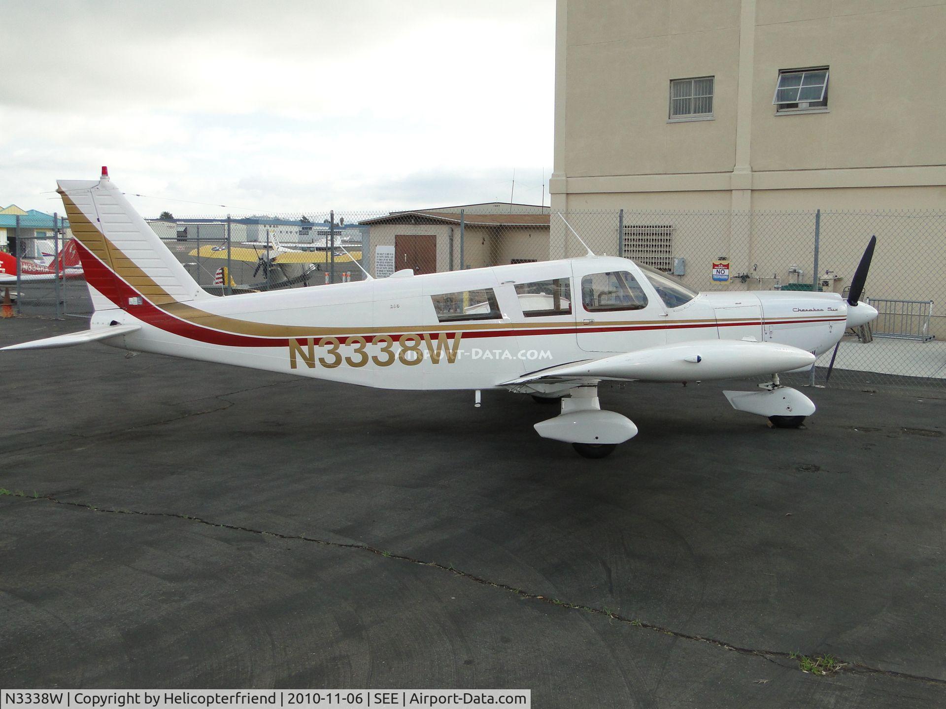 N3338W, 1965 Piper PA-32-260 Cherokee Six Cherokee Six C/N 32-176, Parked near the control tower