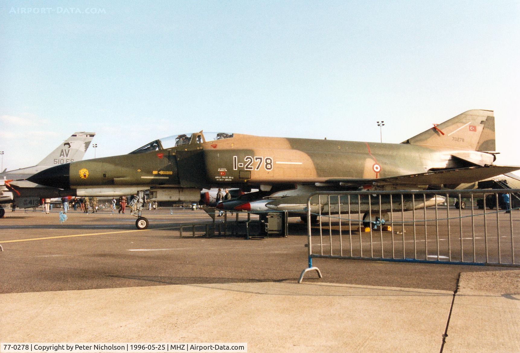 77-0278, 1977 McDonnell Douglas F-4E Phantom II C/N 4986, Turkish Air Force F-4E Phantom of 1ci AHU on display at the 1996 RAF Mildenhall Air Fete.