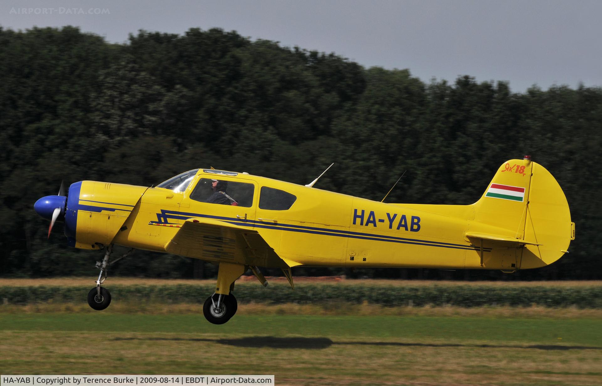 HA-YAB, 1999 Yakovlev Yak-18T C/N 12-35, Arriving at Shaffen Diest Fly in August 2009