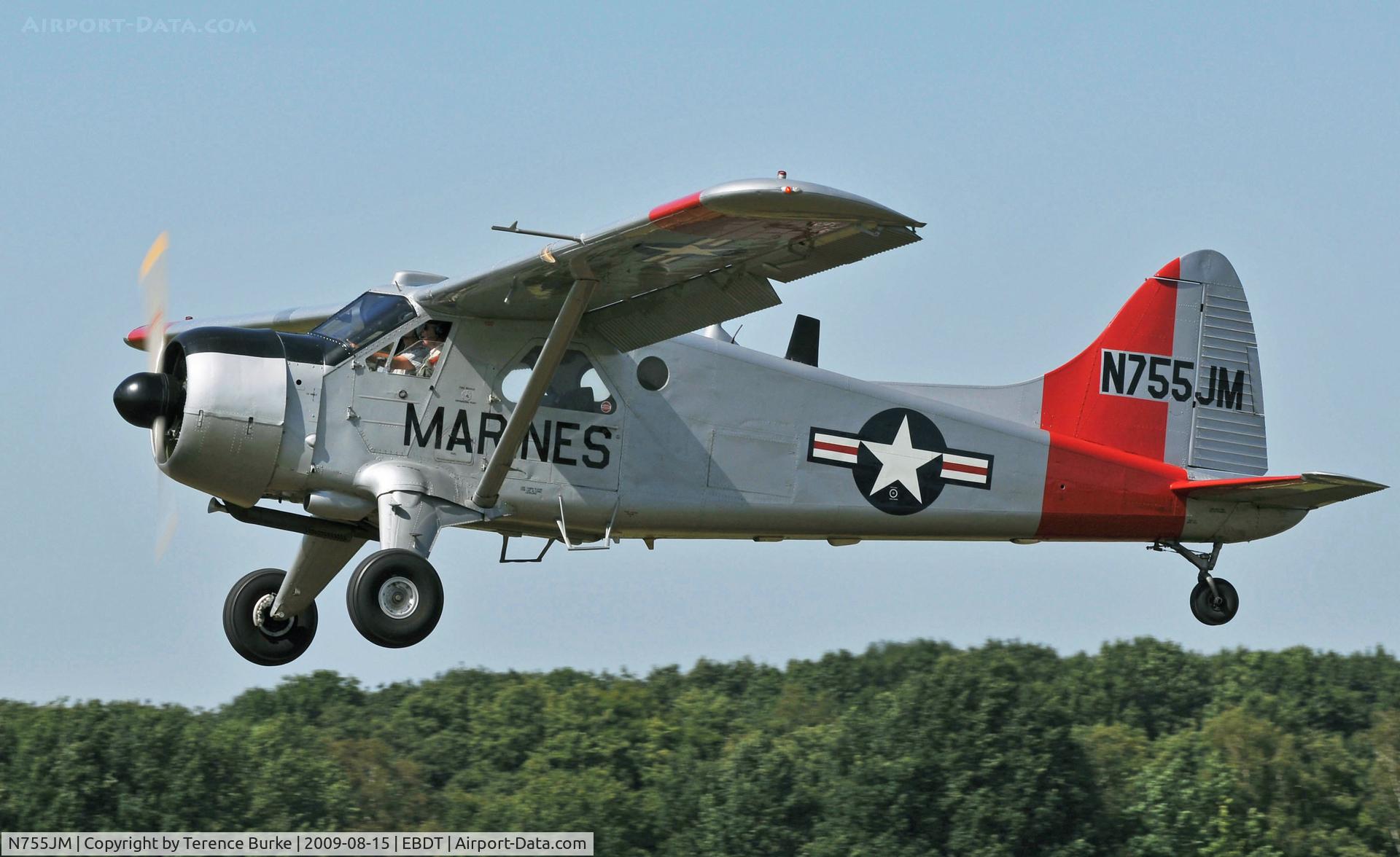 N755JM, 1957 De Havilland Canada U-6A Beaver C/N 1143, Arriving at Schafen Diest Fly-In August 2009
