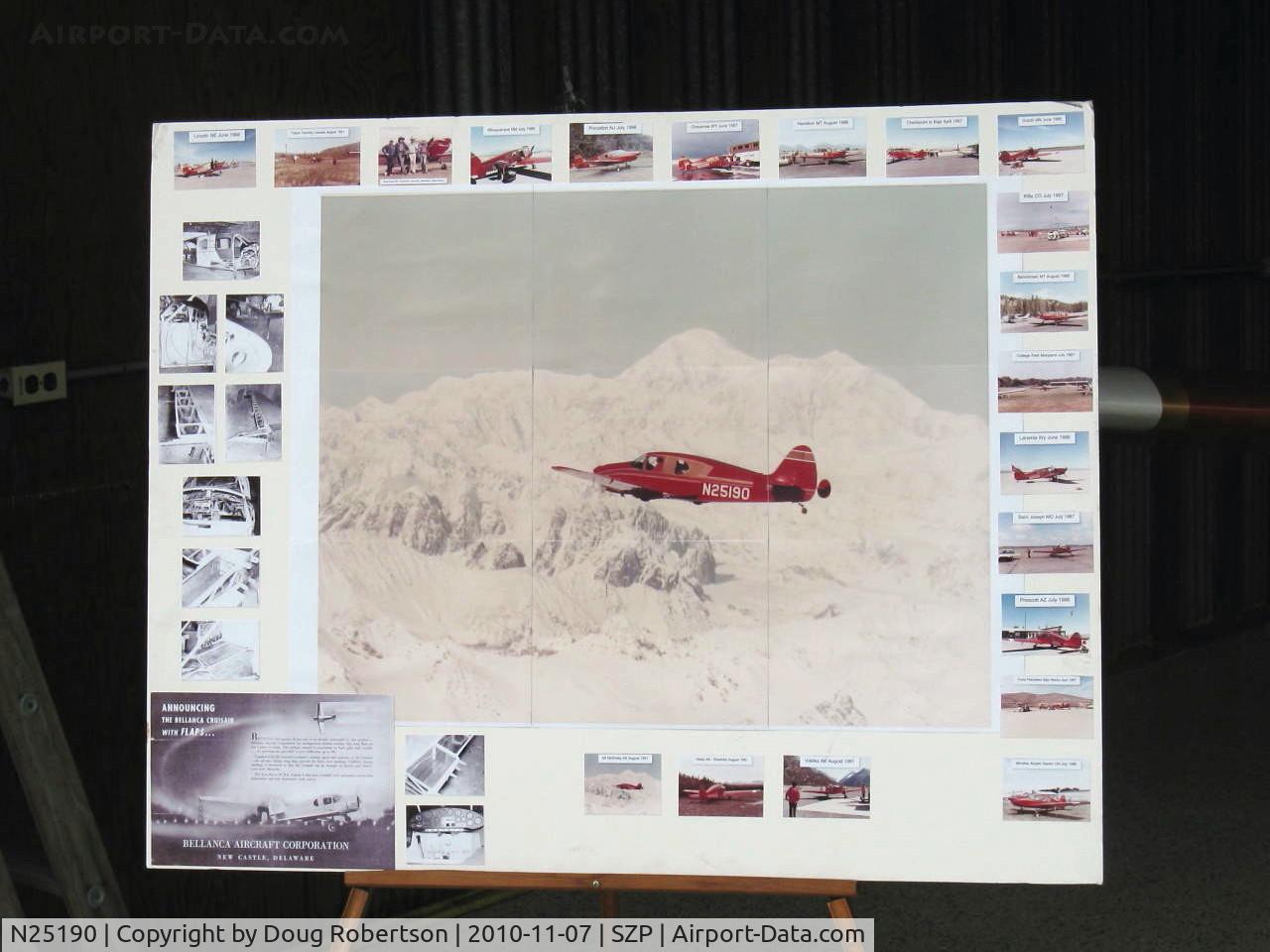 N25190, 1940 Bellanca 14-9 C/N 1011, 1940 Bellanca 14-9 CRUISAIR JUNIOR Original 1940 Bellanca Sales Brochure featuring N25190 against Mt McKinley-Alaska, other environs. N25190 is Standard class-NOT Experimental class-FAA error.