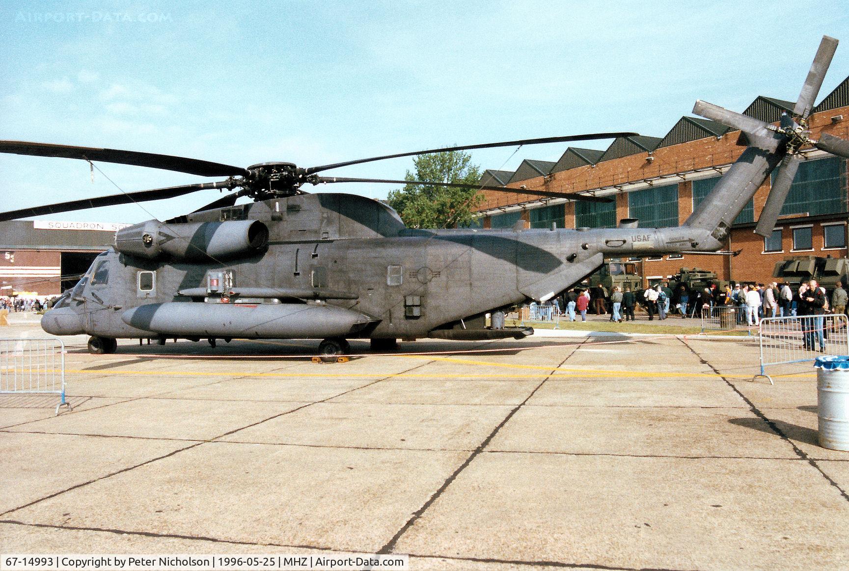 67-14993, 1967 Sikorsky MH-53J Pave Low III C/N 65-091, Pave Low III of the Mildenhall-based 21st Special Operations Squadron on display at the 1996 RAF Mildenhall Air Fete.