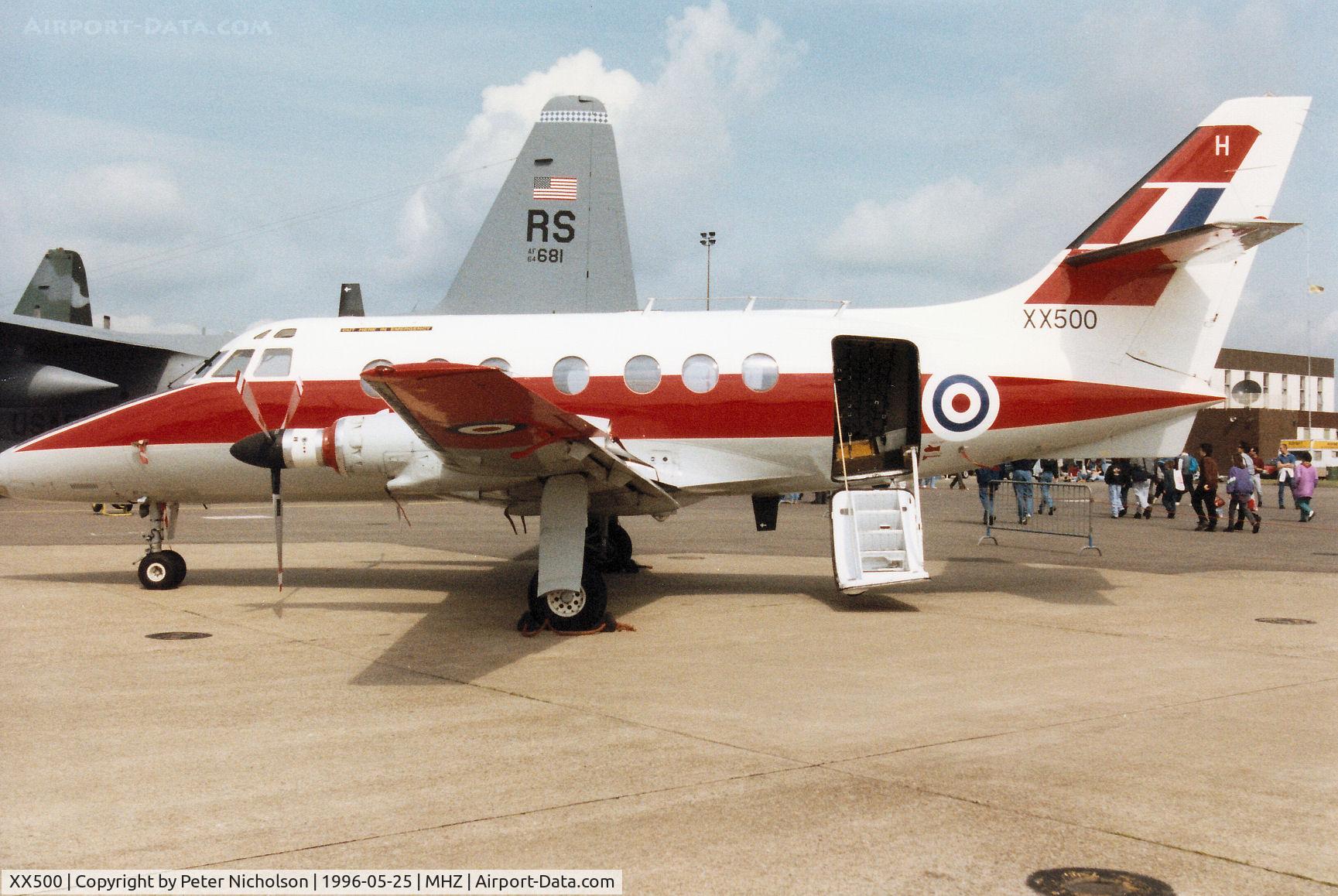 XX500, 1976 Scottish Aviation HP-137 Jetstream T.1 C/N 426, Jetstream T.1 of 45[Reserve] Squadron at RAF Finningley on display at the 1996 RAF Mildenhall Air Fete.