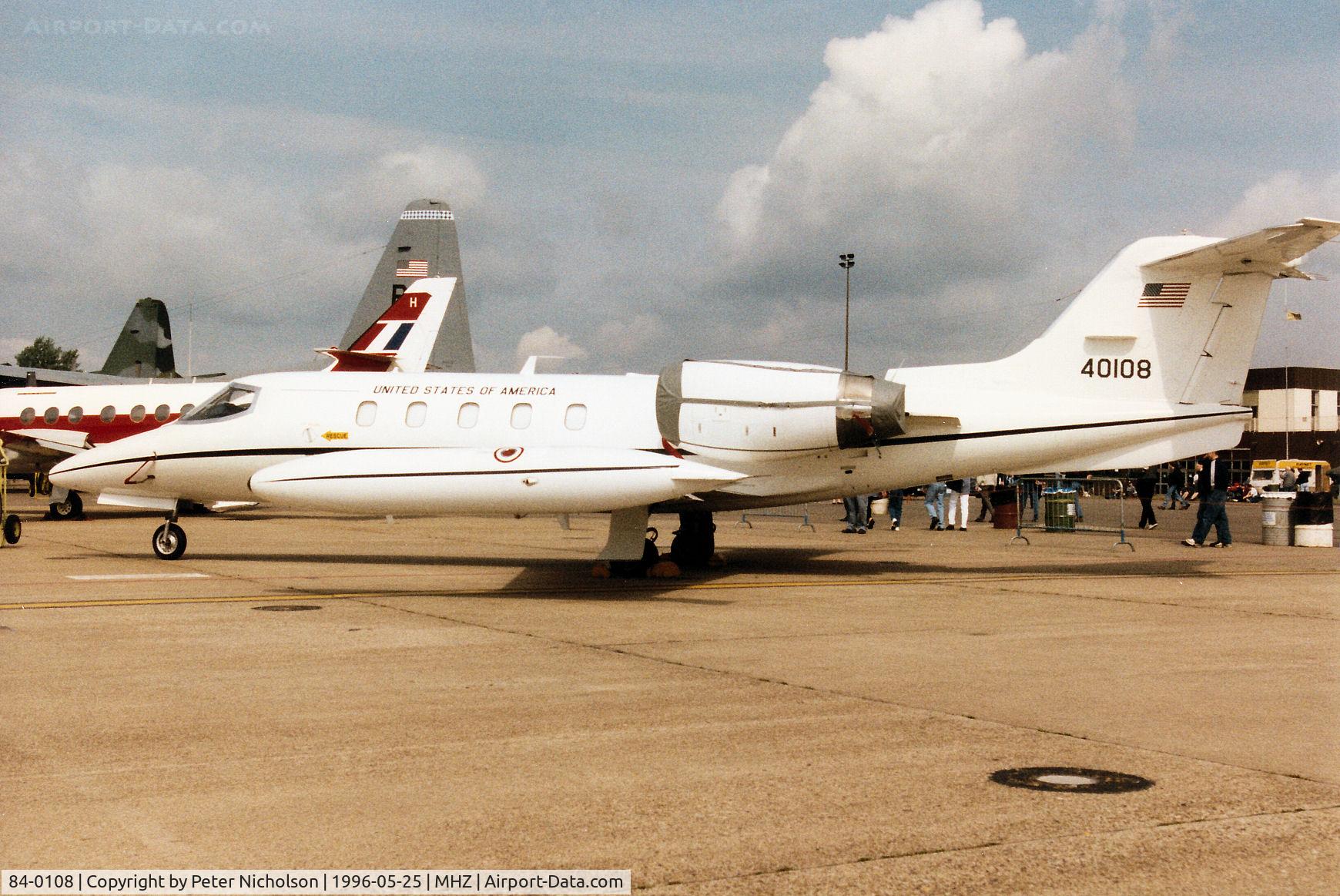 84-0108, 1984 Gates Learjet C-21A C/N 35A-554, C-21A of 76th Airlift Squadron/86th Airlift Wing based at Ramstein on display at the 1996 RAF Mildenhall Air Fete.