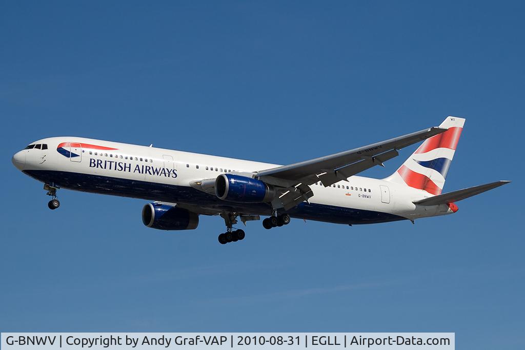 G-BNWV, 1993 Boeing 767-336 C/N 27140, British Airways 767-300