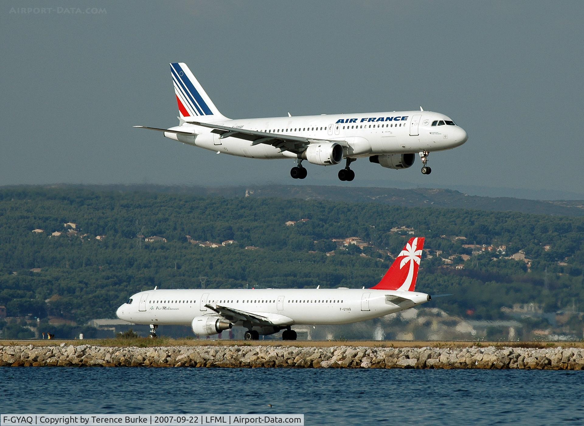 F-GYAQ, 1996 Airbus A321-211 C/N 827, Marseille, Taxiing for Departure RNY 14L