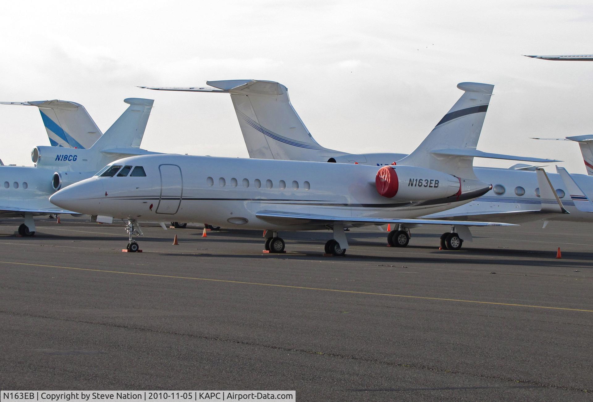N163EB, 2004 Dassault Falcon 2000EX C/N 36, PCS Aviation Services LLC (Dover, DE) 2004 Falcon 2000EX on heavy jet ramp @ Napa, CA before the morning fog burned off