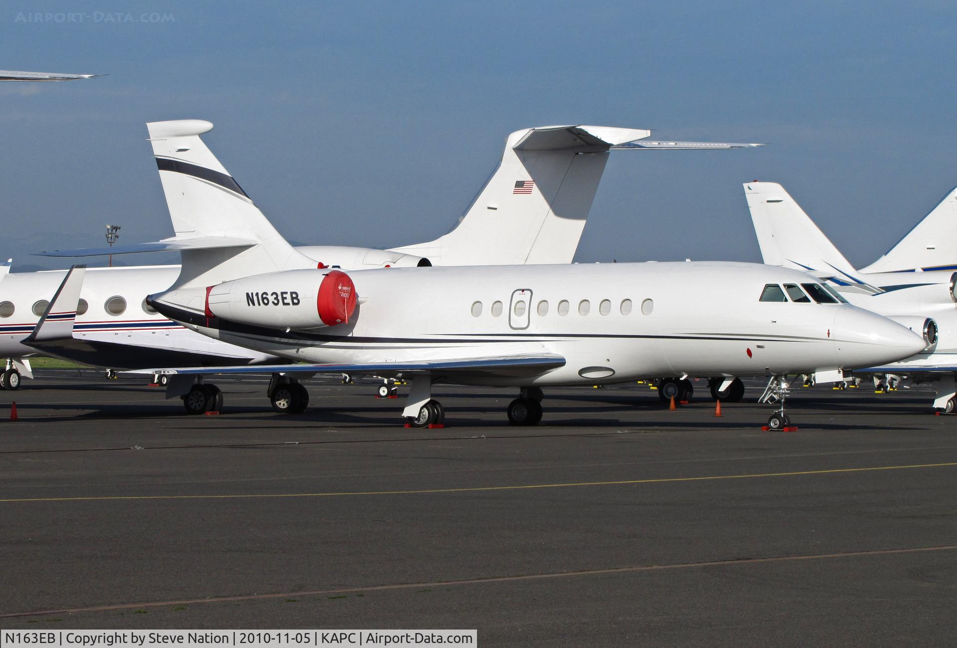 N163EB, 2004 Dassault Falcon 2000EX C/N 36, PCS Aviation Services LLC (Dover, DE) 2004 Falcon 2000EX on heavy jet ramp @ Napa, CA in sunshine