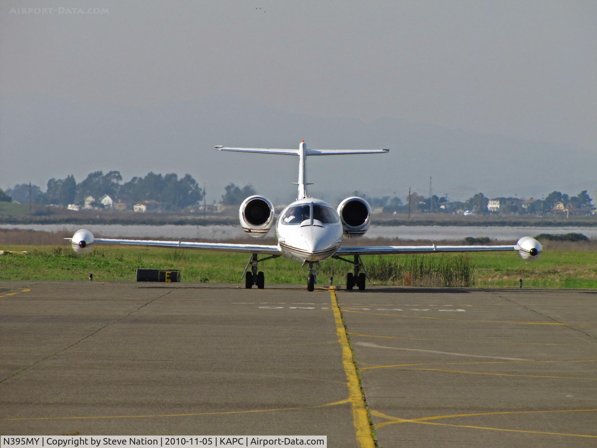 N395MY, 1981 Gates Learjet 35A C/N 395, Head-on shot of N395MY LLC (Rancho Santa Fe, CA) 1981 Learjet 35Awith Napa River in background