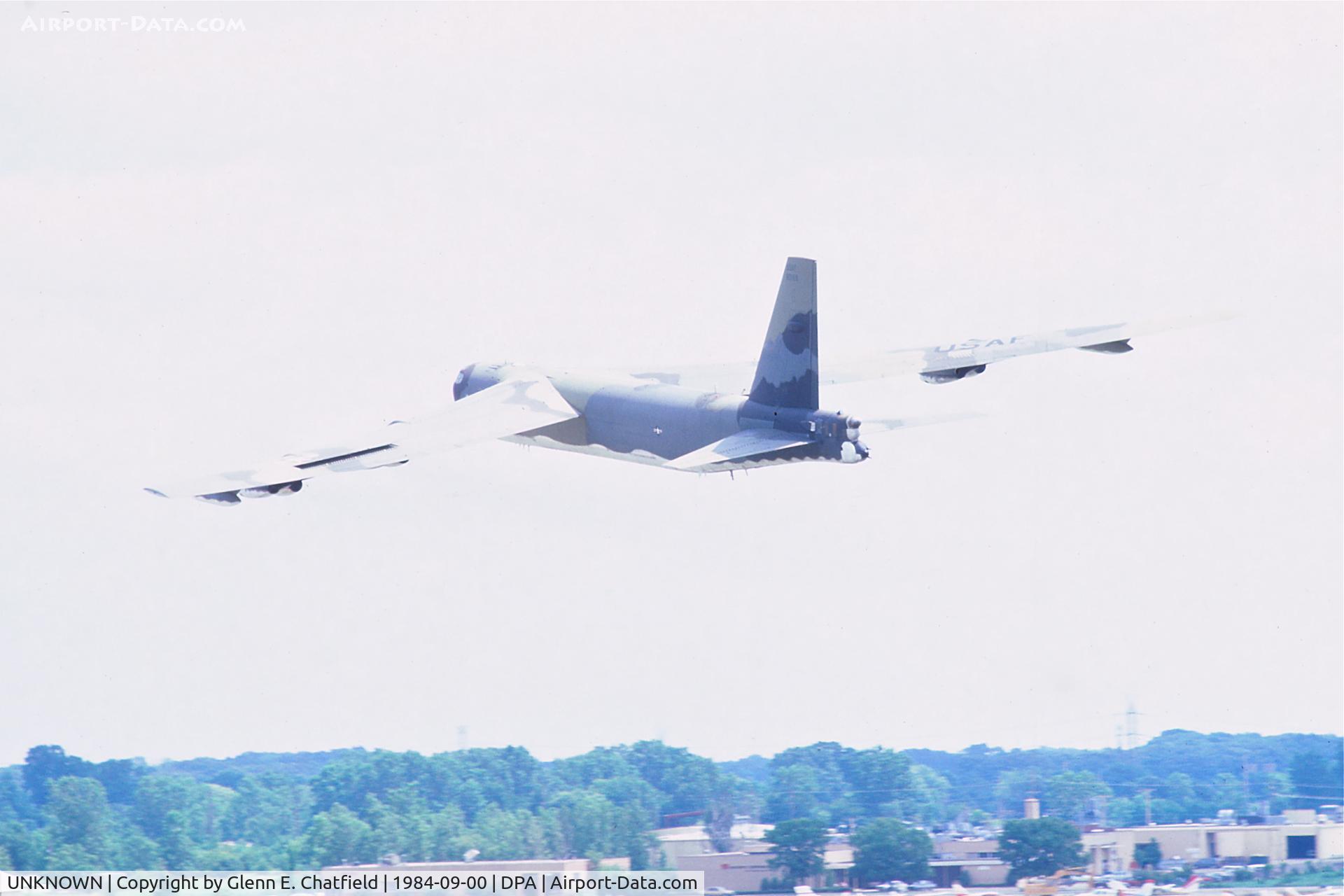 UNKNOWN, Boeing B-52G Stratofortress C/N Unknown, B-52G pulling up after low approach on RY 4 past the control tower