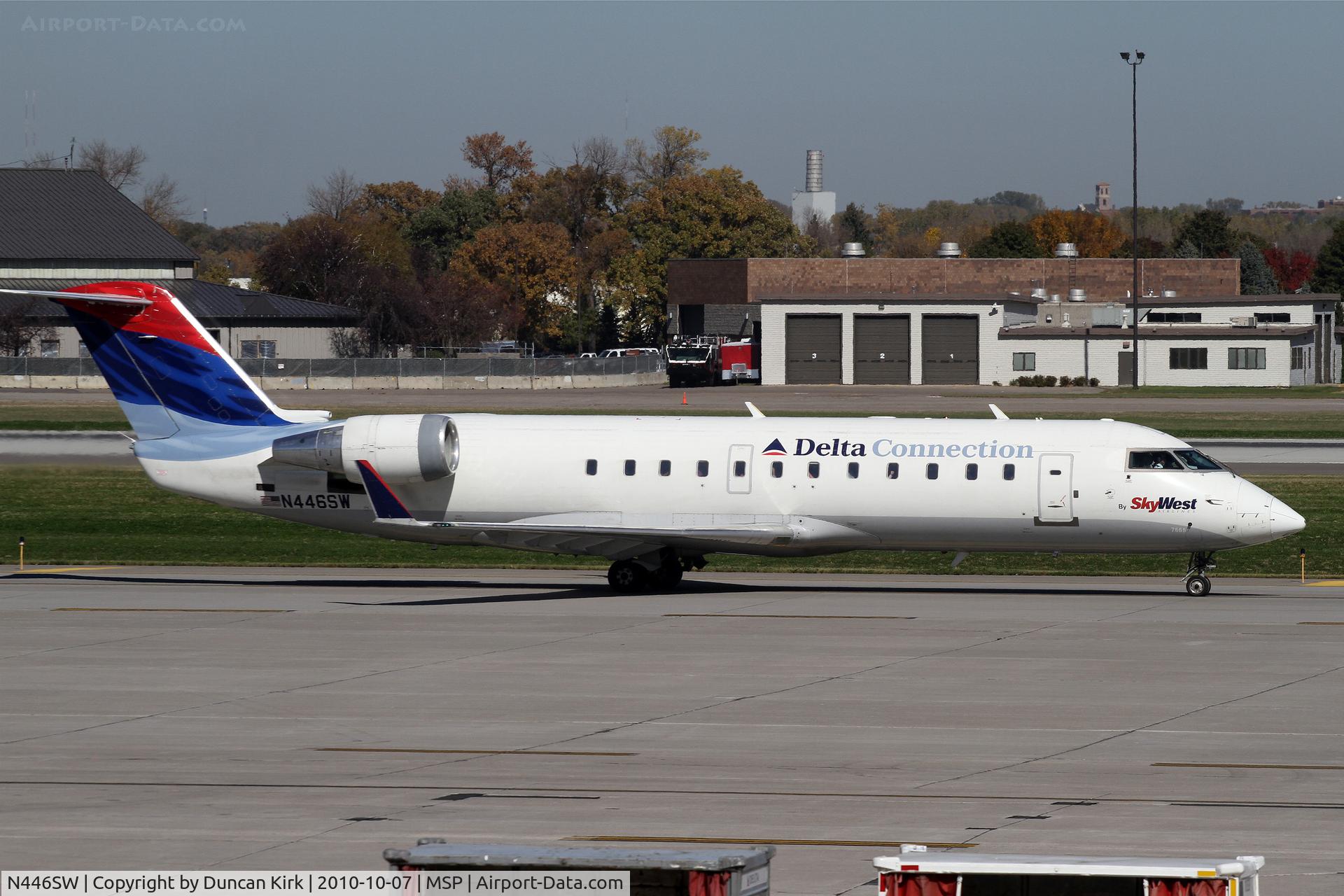 N446SW, 2002 Bombardier CRJ-200LR (CL-600-2B19) C/N 7666, Not all aircraft were wearing the new DL colors as of October 2010