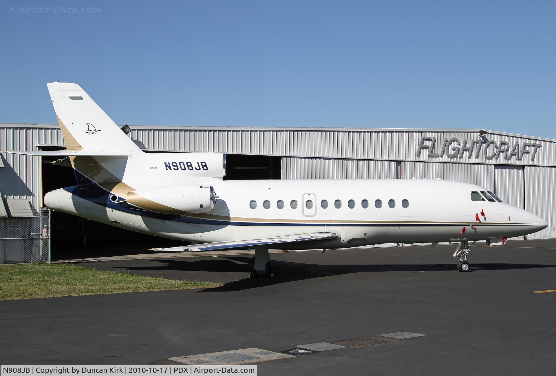 N908JB, 1992 Dassault Falcon 900 C/N 112, Basking in the fall sunlight at PDX