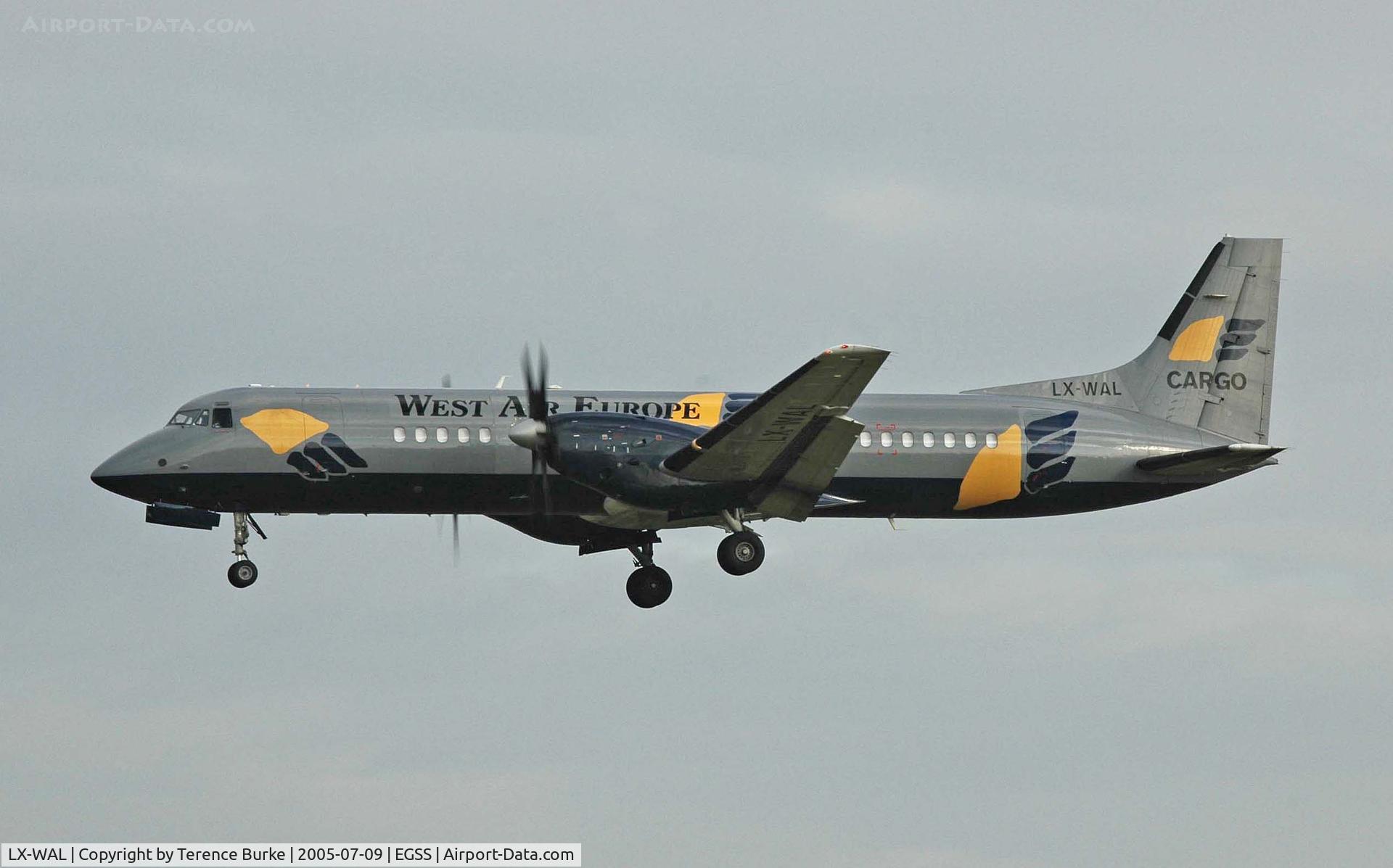 LX-WAL, 1993 British Aerospace ATP C/N 2059, Finals for Stansted RNY 05 (July 2005)