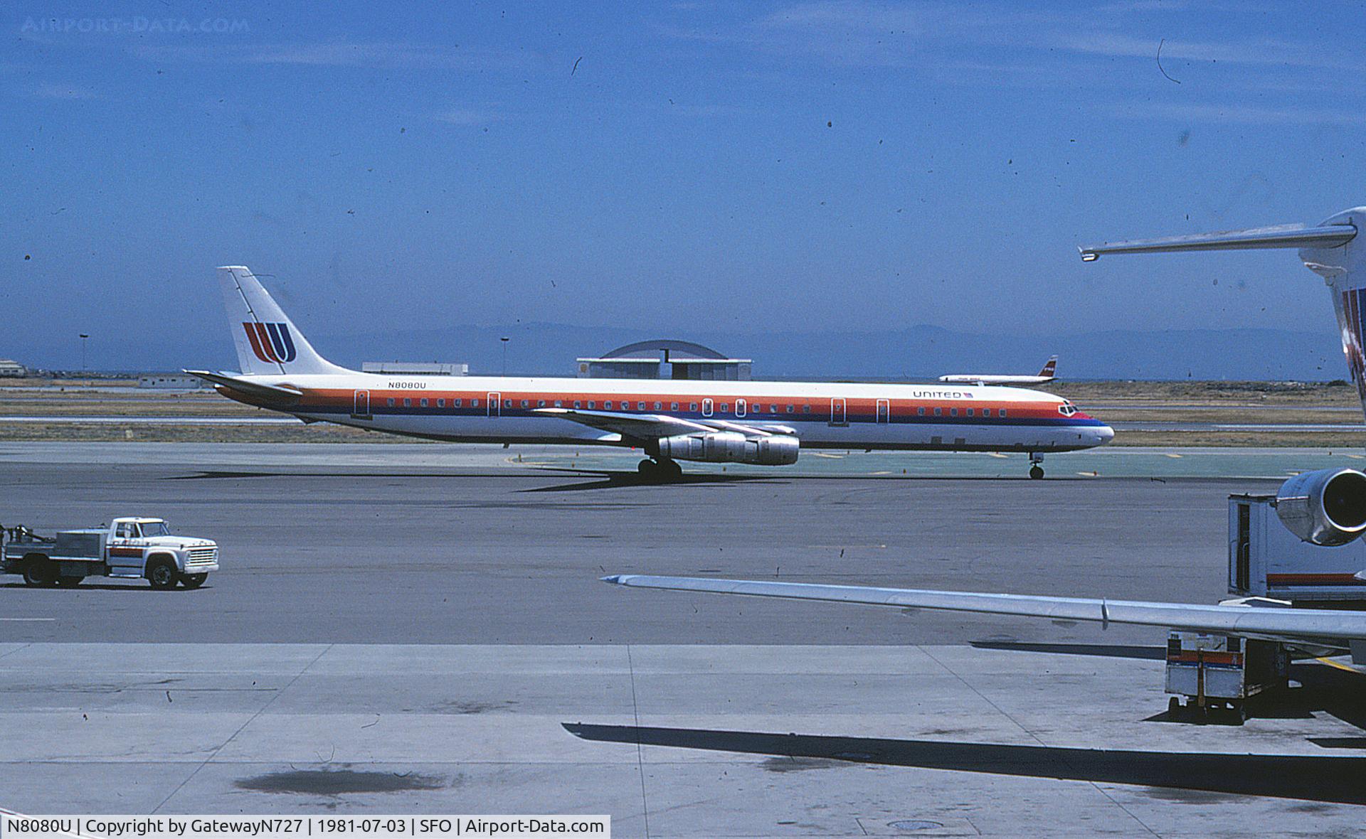 N8080U, 1968 Douglas DC-8-61 C/N 45970, Delivered to United Air Lines 3.29.1968, cnvrtd -71 1982/83; cnvrtd -71(F) in 1991; subsequent operators are Fast Air, MAS Air Cargo, Grupo GPT Promdal. Now derelict at Manaus (MAU/SBEG).