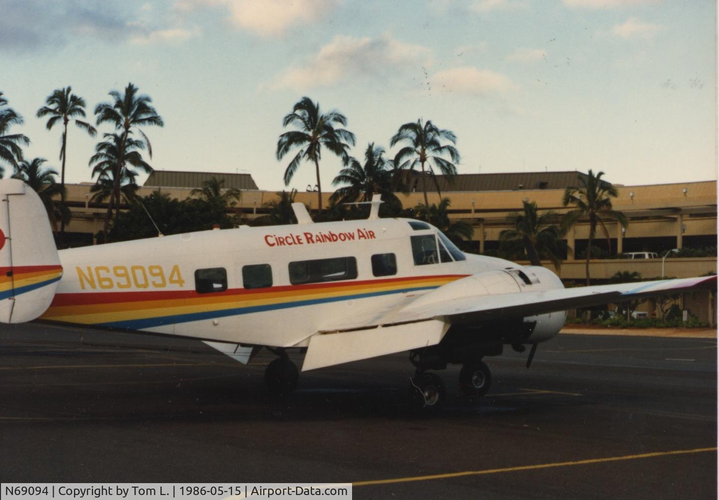 N69094, 1965 Beech H-18 Tri-Gear C/N BA-731, At Circle Rainbow Air ramp, PHNL airport