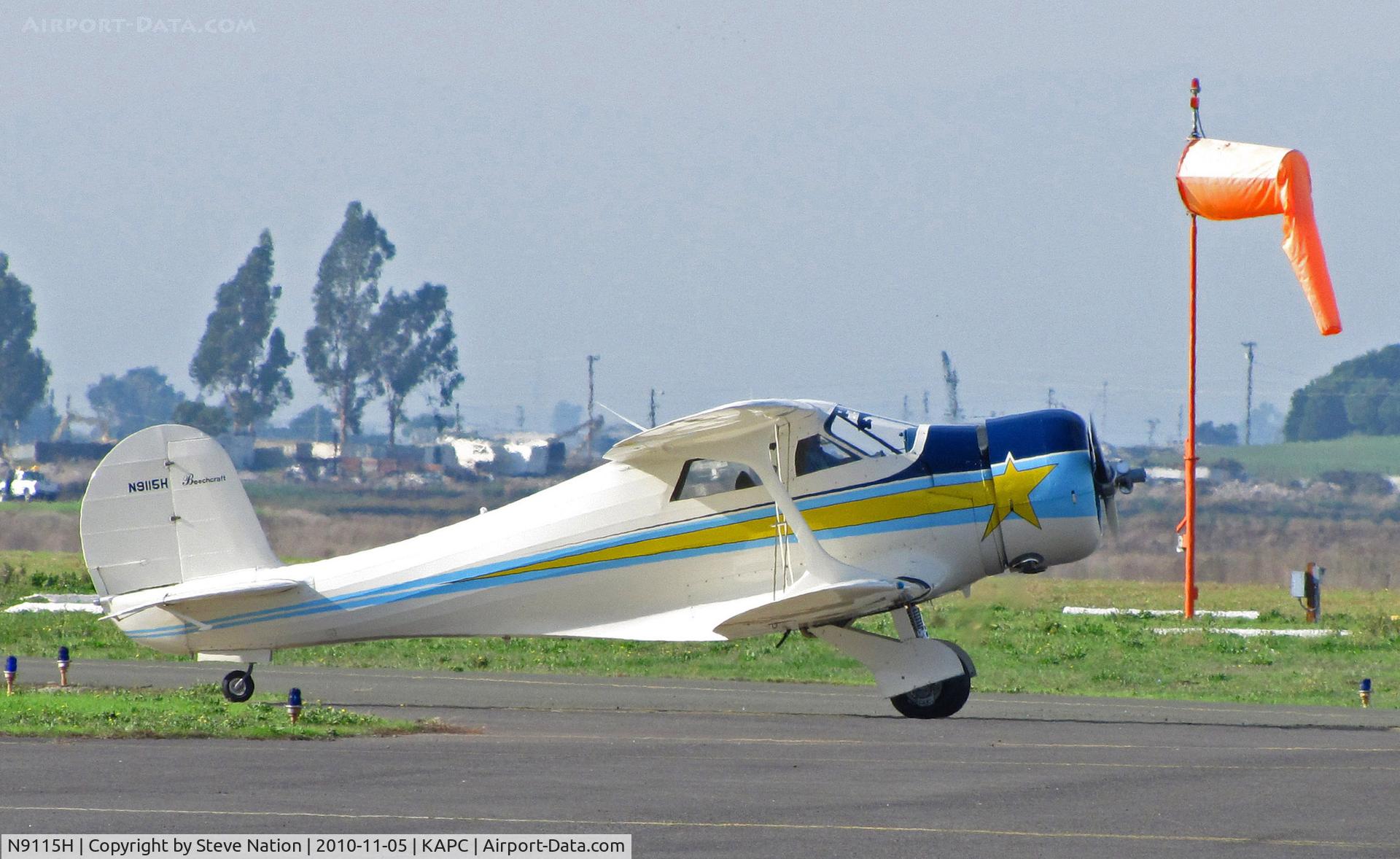 N9115H, 1941 Beech D17S Staggerwing C/N 1014, Locally-based 1941 Beech D17S taxis for some morning sun and a few touch-and-gos @ Napa County Airport, CA